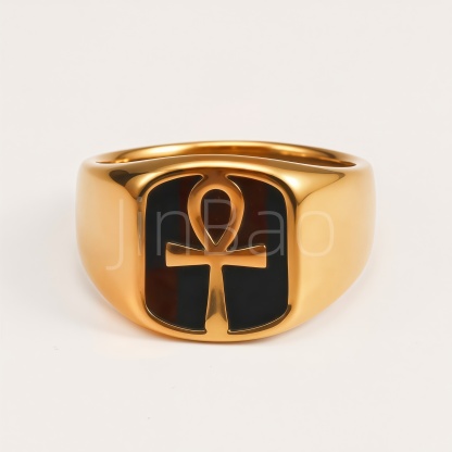 Egyptian Symbol Ankh & Eye of Horus Men's Ring