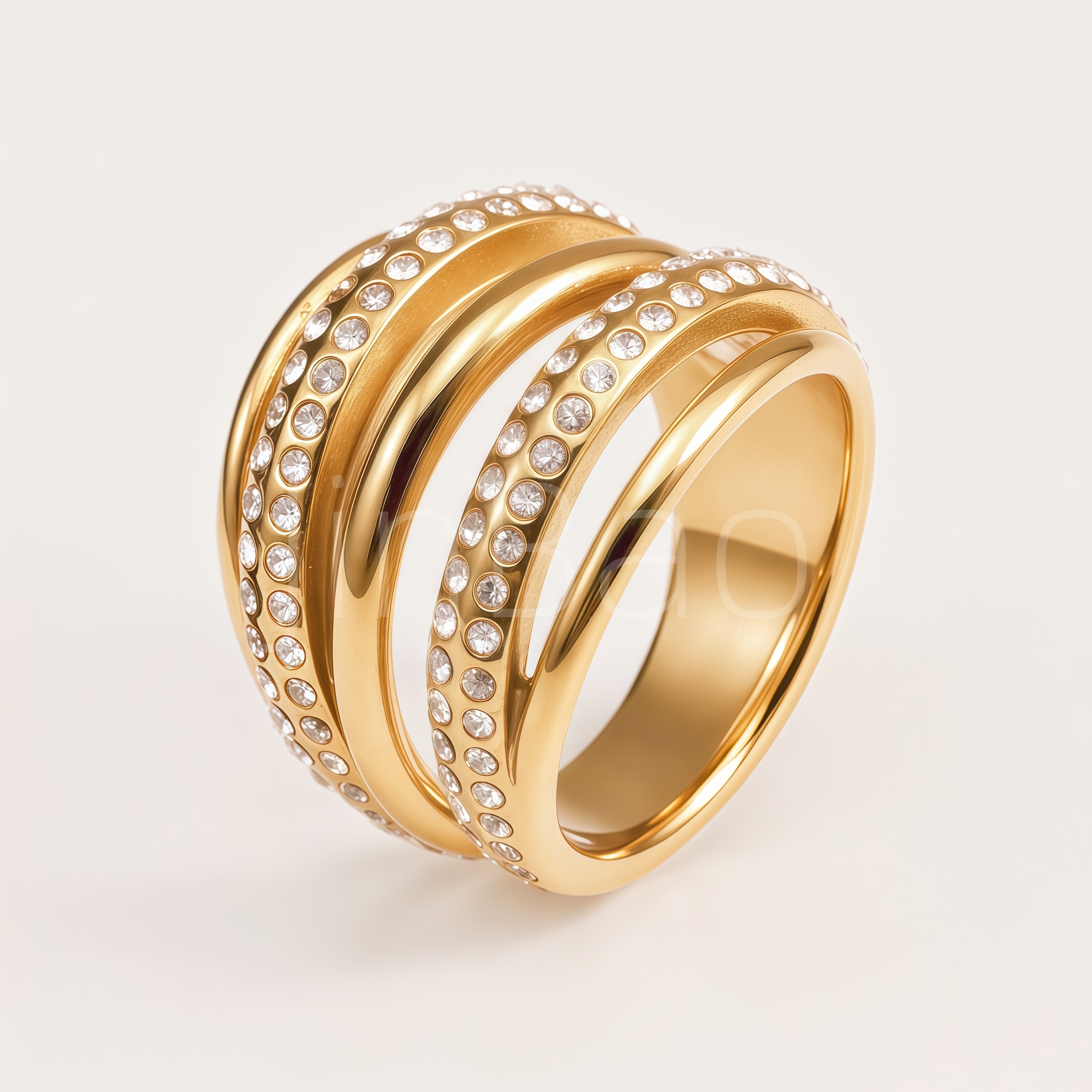 Multi‑Layer Intertwined CZ Pave Open Wide Women's Rings, Assorted Styles