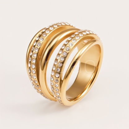 Multi‑Layer Intertwined CZ Pave Open Wide Women's Rings, Assorted Styles