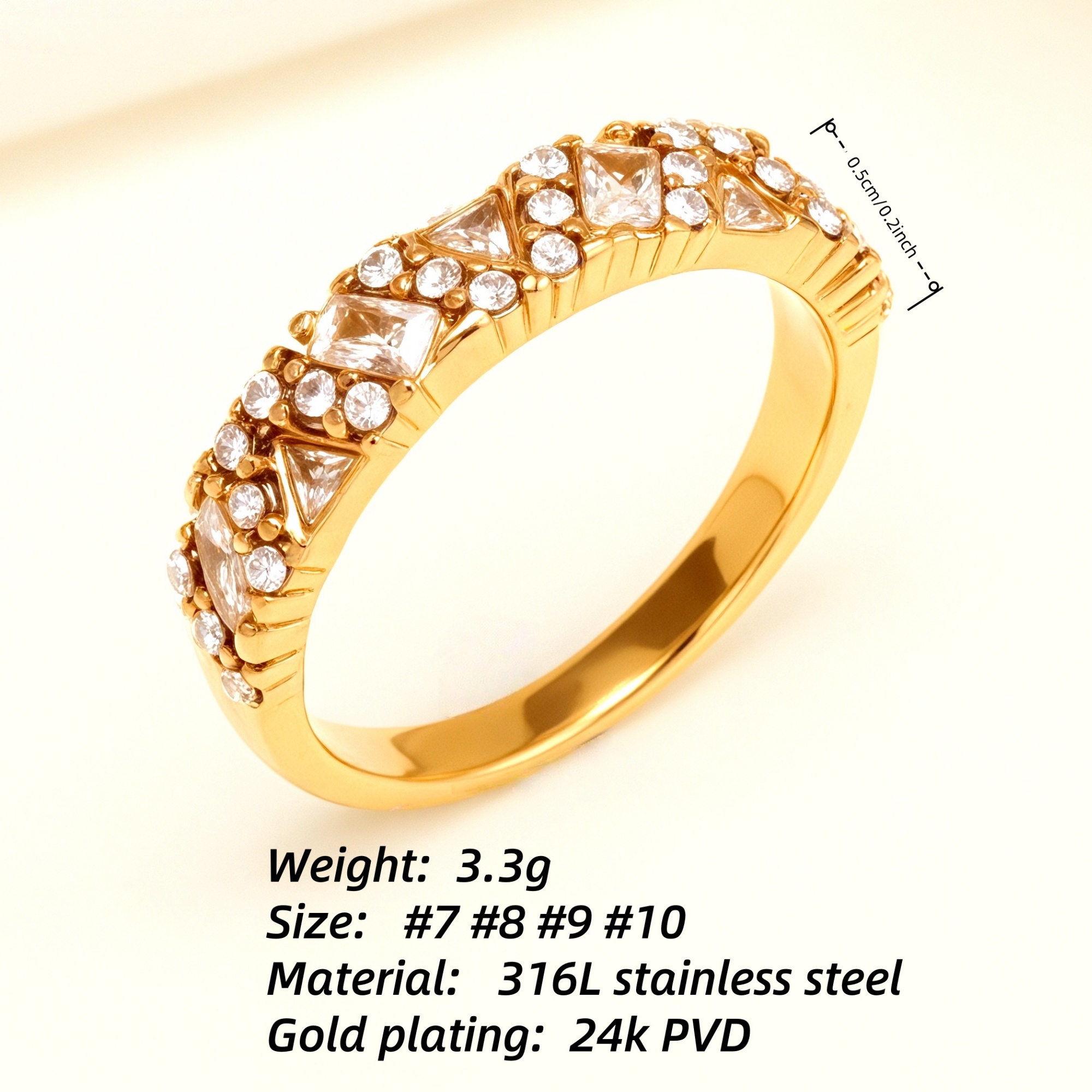 Classic Metal Diamond - Inlaid Luxurious Ring - Trendy and Shiny Unisex Accessory | N001996JB-JinBaoJewerly