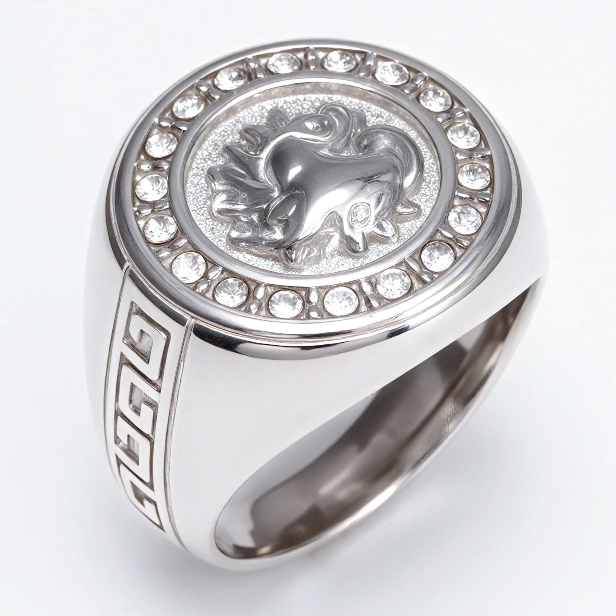 Metal Carved Diamond Inlaid Men's Stainless Steel Ring | DZ1021-JinBaoJewerly