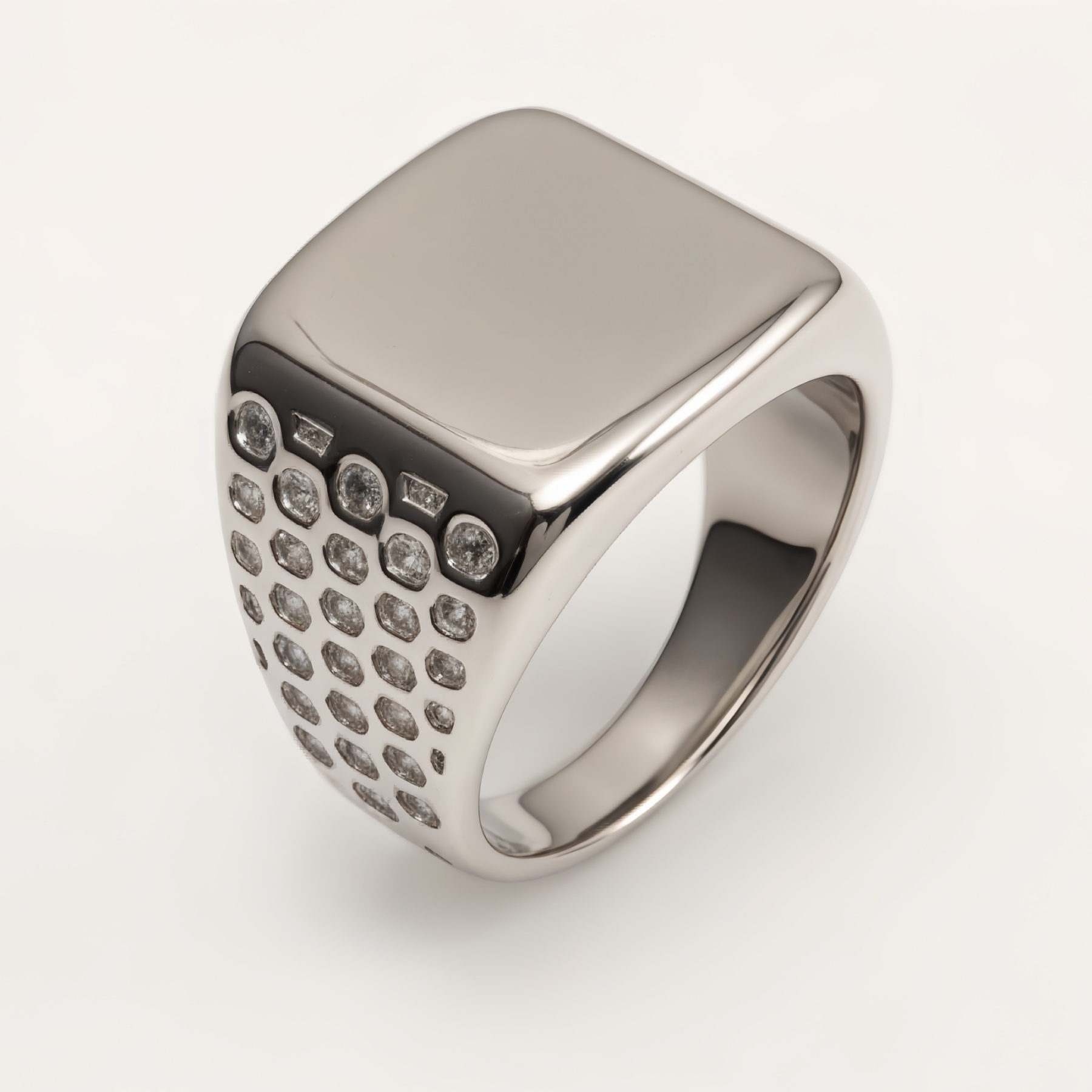Classic Polished Silver Square Ring - Daily Versatile Plain Band | DZ1111G-JinBaoJewerly