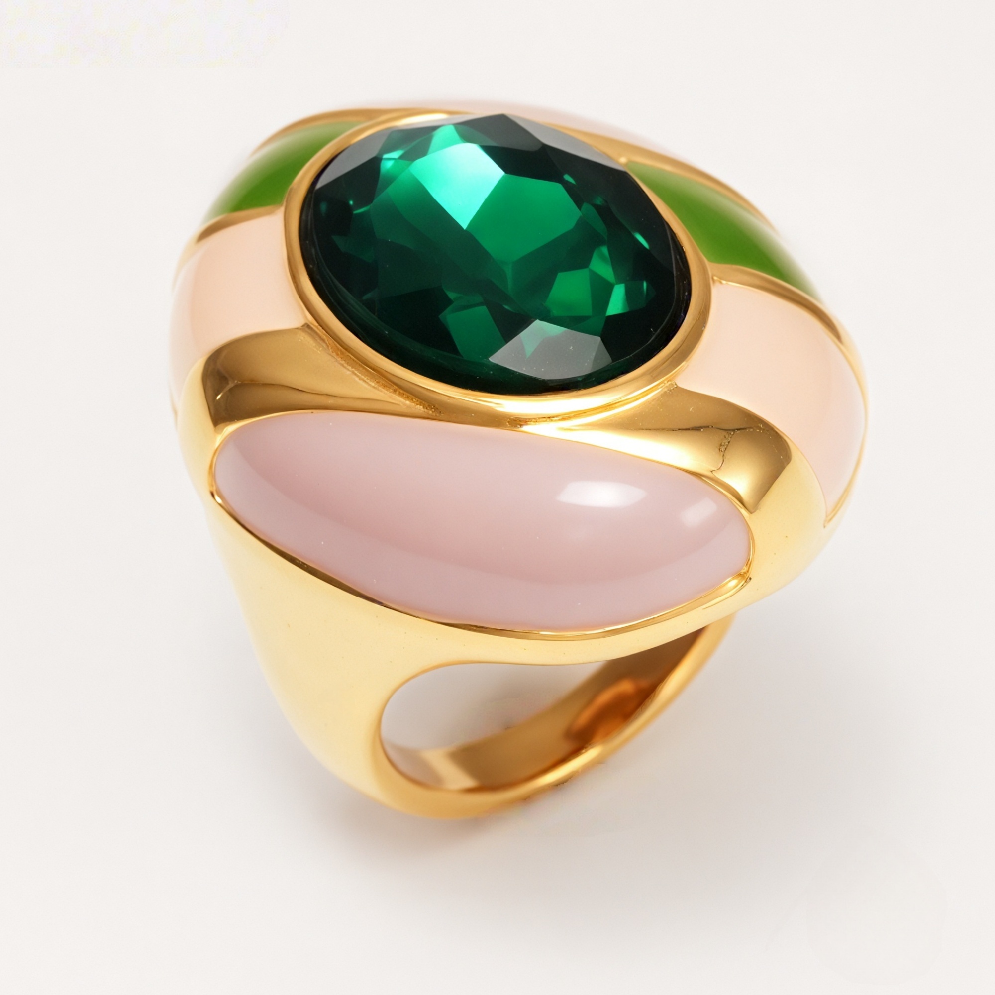 Luxury Enamel Gemstone Inlaid Stainless Steel Women's Ring | G004462JHU-JinBaoJewerly