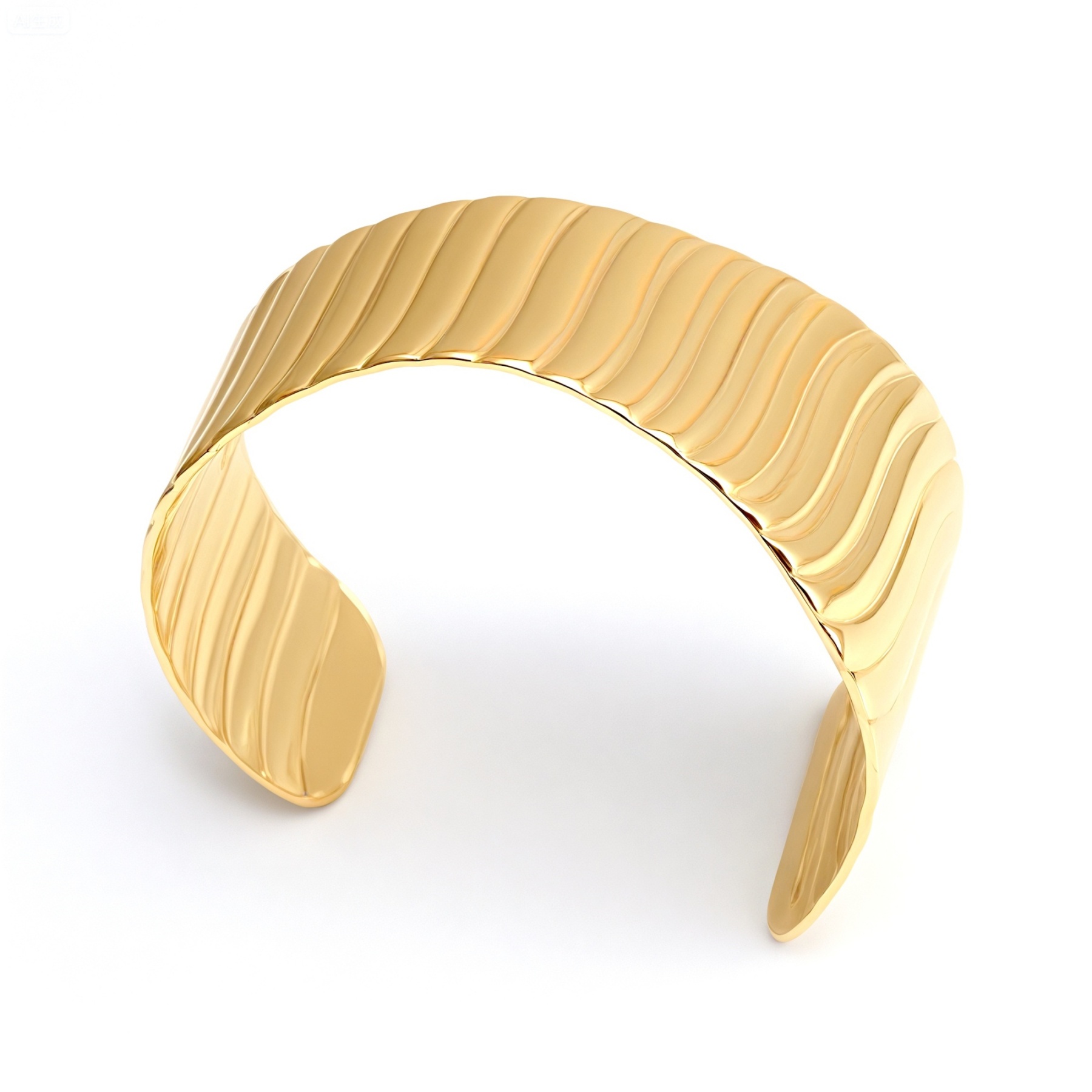 Waterproof 18K Gold 316L Steel Wavy Cuff Bracelet  | DZE0831J-JinBaoJewerly
