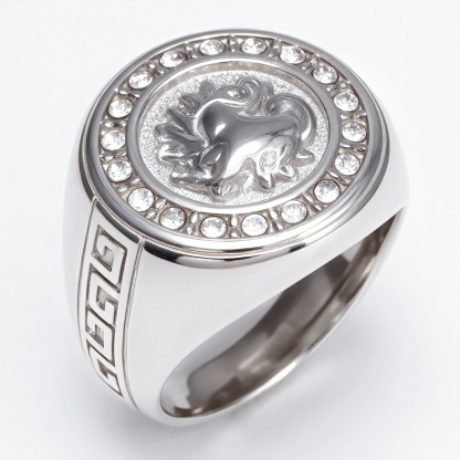 Metal - Carved Diamond - Inlaid Ring - Trendy Myth - Inspired Unisex Accessory | DZ1021-JinBaoJewerly