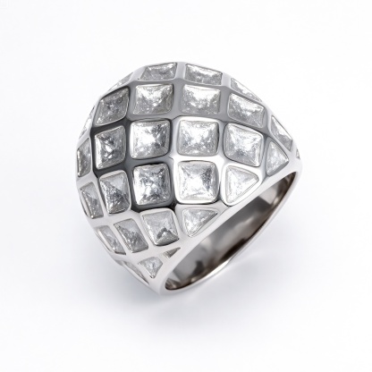 Metallic Texture Diamond - Pattern Ring - Trendy and Versatile Unisex Accessory | G003671-JinBaoJewerly