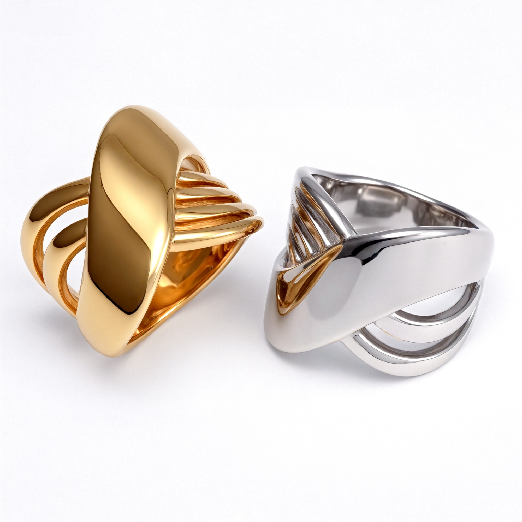 Gold/Silver Three - Dimensional Interlaced Ring - Stylish and Personalized Jewelry | ML0146-JinBaoJewerly