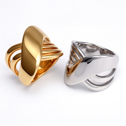 Gold/Silver Three - Dimensional Interlaced Ring - Stylish and Personalized Jewelry | ML0146-JinBaoJewerly