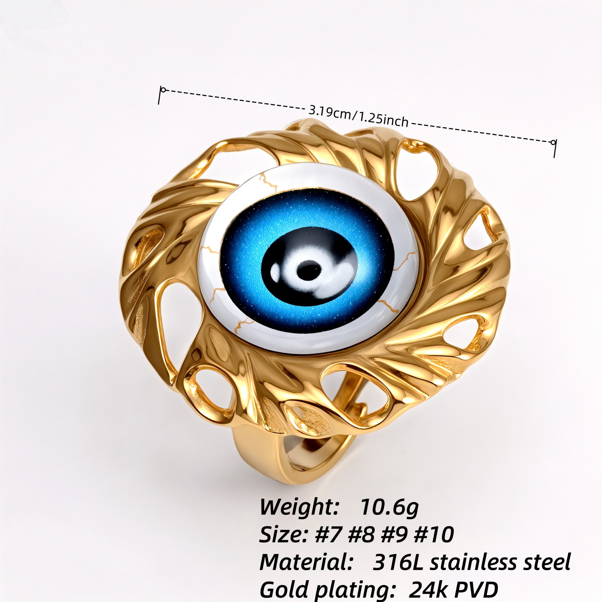 Metal Artistic Eye - Shaped Ring - Trendy and Unique Unisex Accessory | G006213-JinBaoJewerly