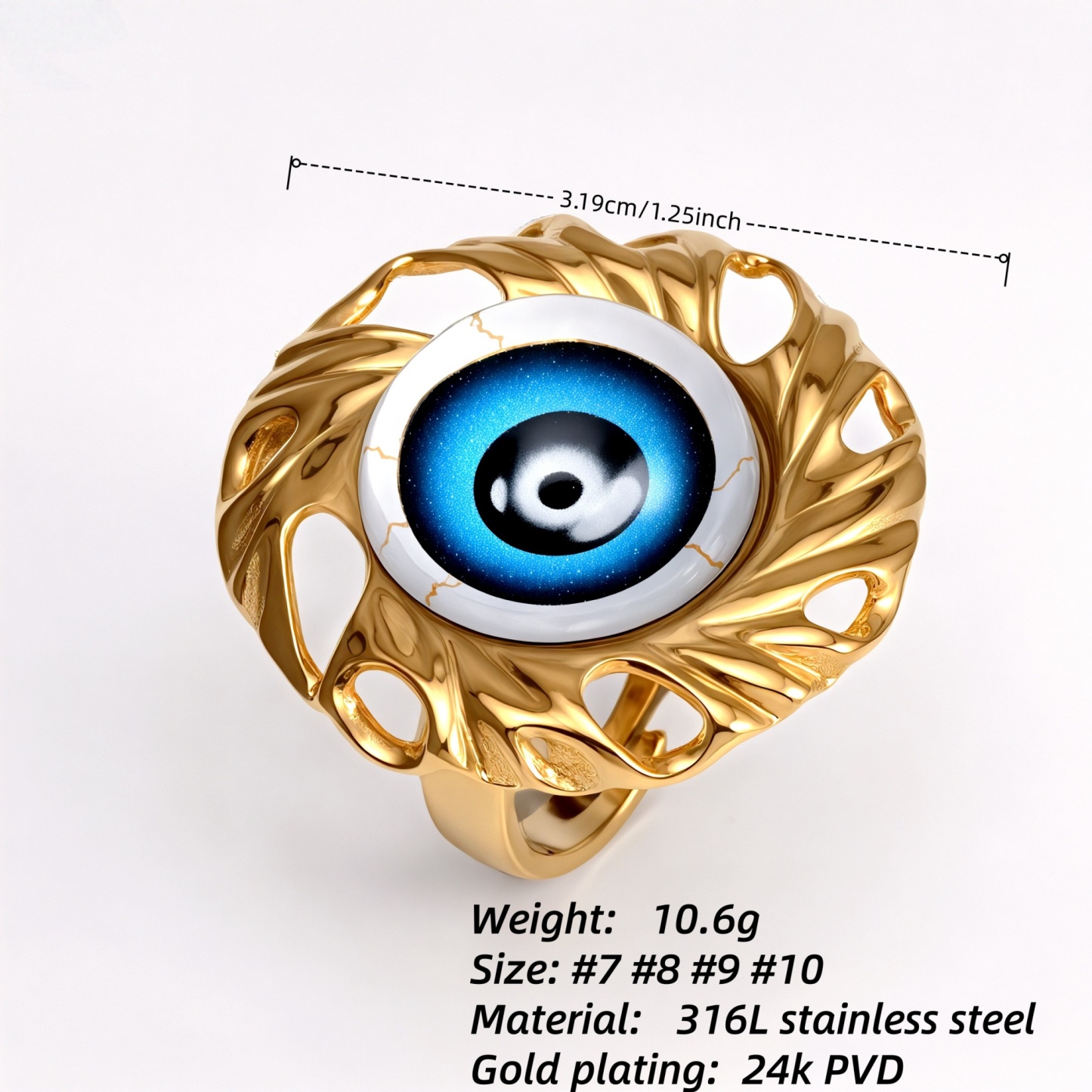 Metal Artistic Eye - Shaped Ring - Trendy and Unique Unisex Accessory | G006213-JinBaoJewerly