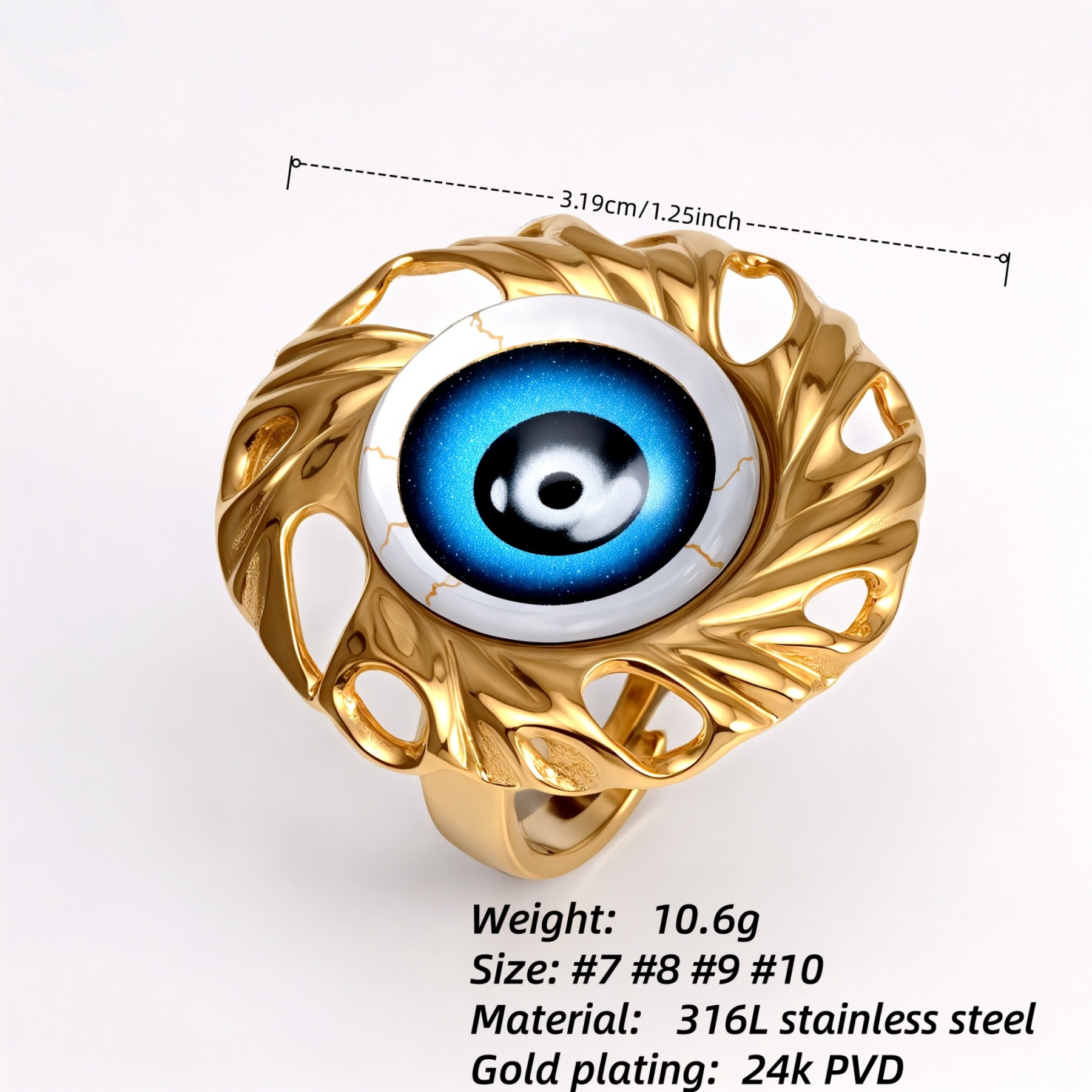 Metal Artistic Eye - Shaped Ring - Trendy and Unique Unisex Accessory | G006213-JinBaoJewerly