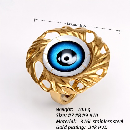 Metal Artistic Eye - Shaped Ring - Trendy and Unique Unisex Accessory | G006213-JinBaoJewerly