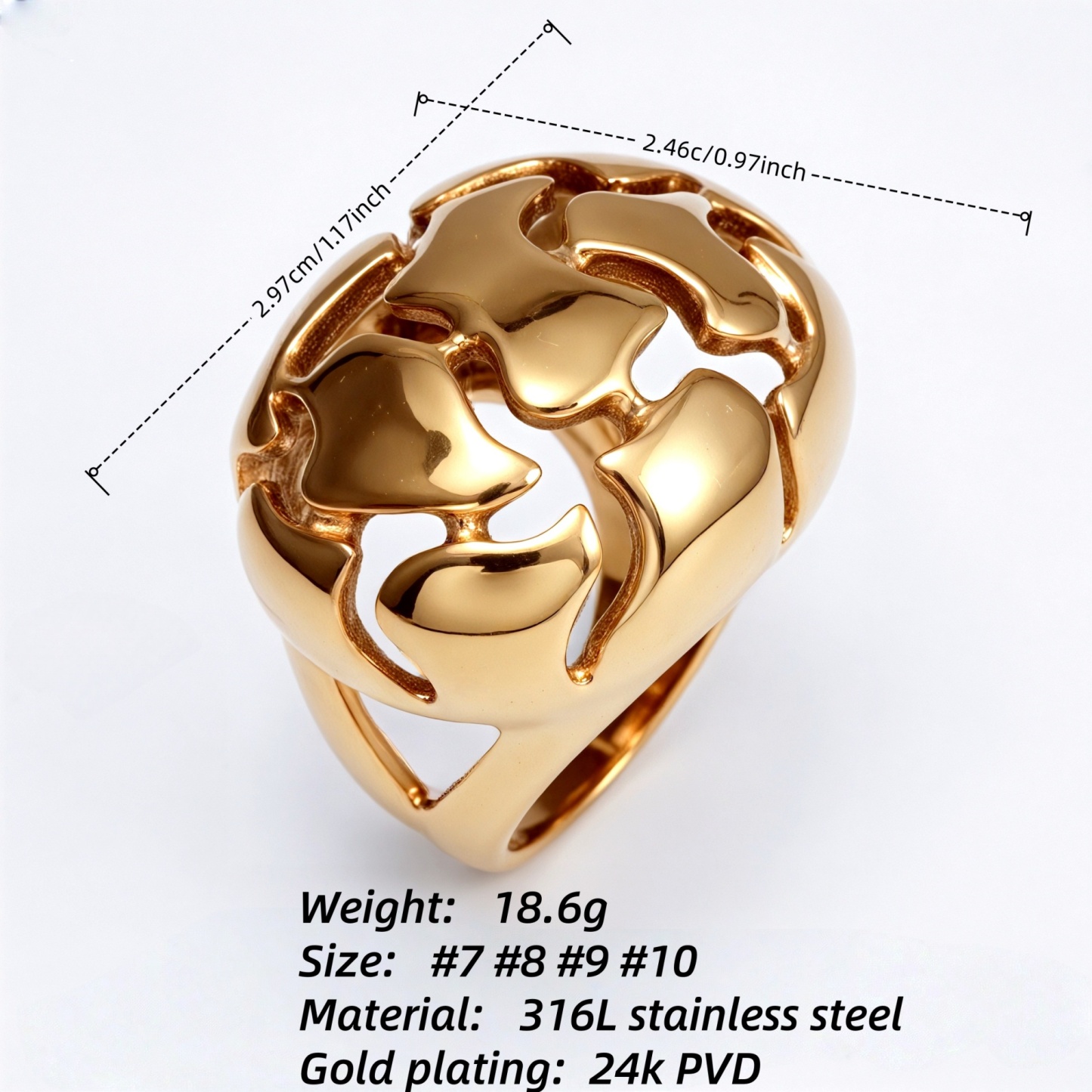 Metallic Texture Hollow - Out Ring - Trendy and Versatile Unisex Accessory | ML0123-JinBaoJewerly