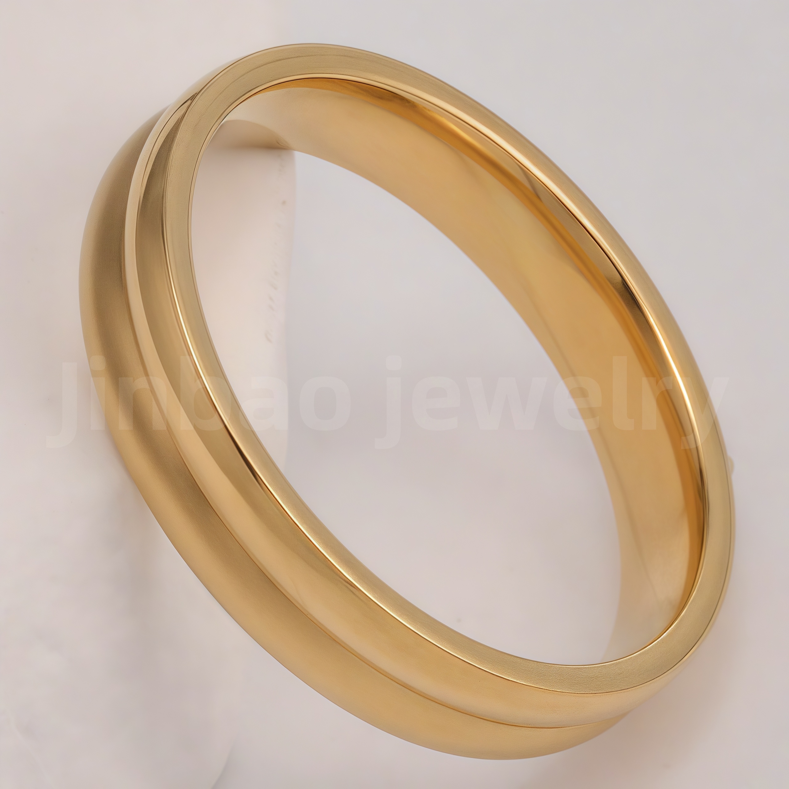24K Gold-Plating Stainless Steel Personalized Various Crafts Men's Waterproof Ring  4MM-JinBaoJewerly