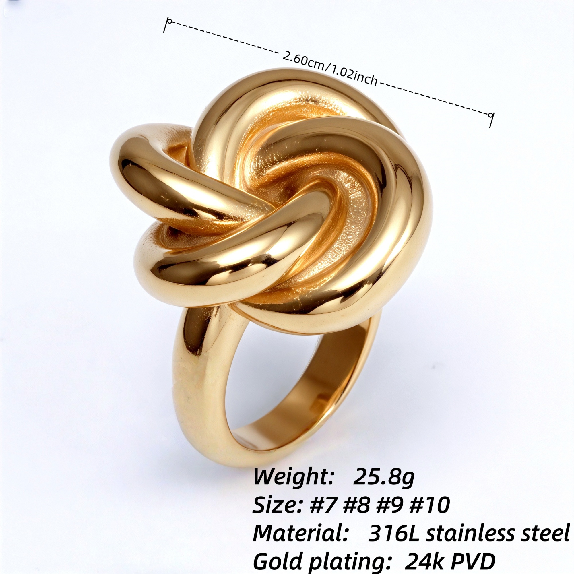 Fashionable Gold/Silver Knot Ring - Eye - Catching Accessory for Stylish Outfits | G004581-JinBaoJewerly