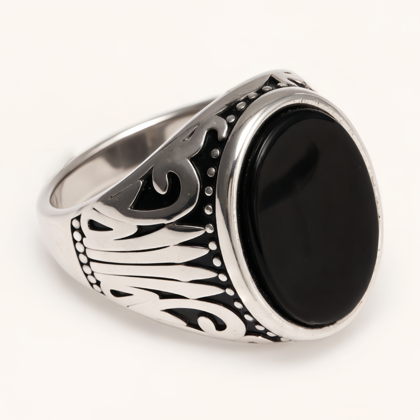 Silver - Inlaid Gemstone Carved Ring - Retro and Trendy Jewelry | K00680GH-JinBaoJewerly