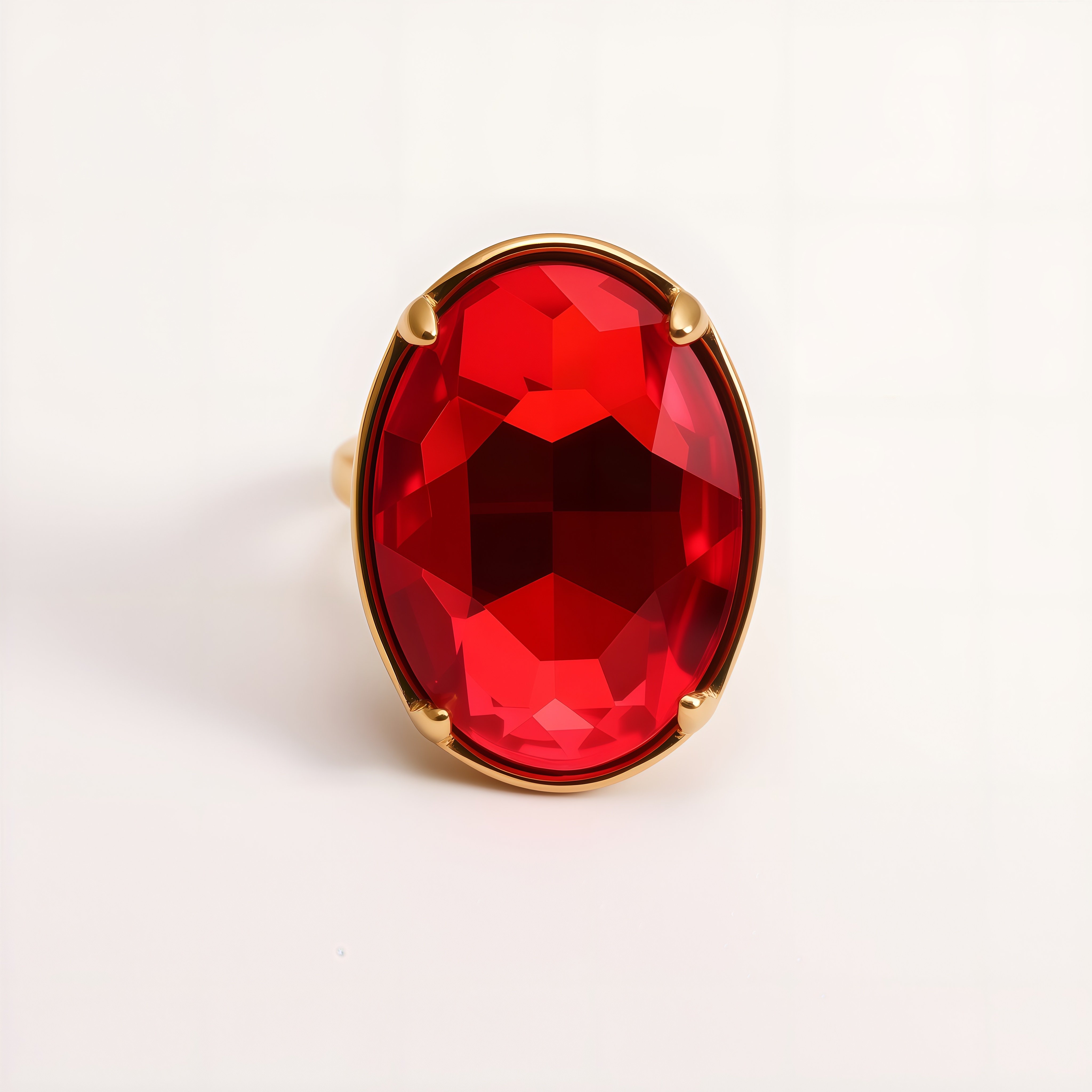 Gold Plated Stainless Steel Oval Citrine Gemstone Ring for Women Fashion for Party & Daily Wear