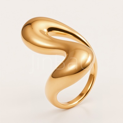 Modern Abstract Twisted Wave Statement Women's Ring | E0051