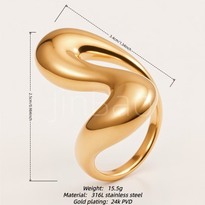 Modern Abstract Twisted Wave Statement Women's Ring | E0051