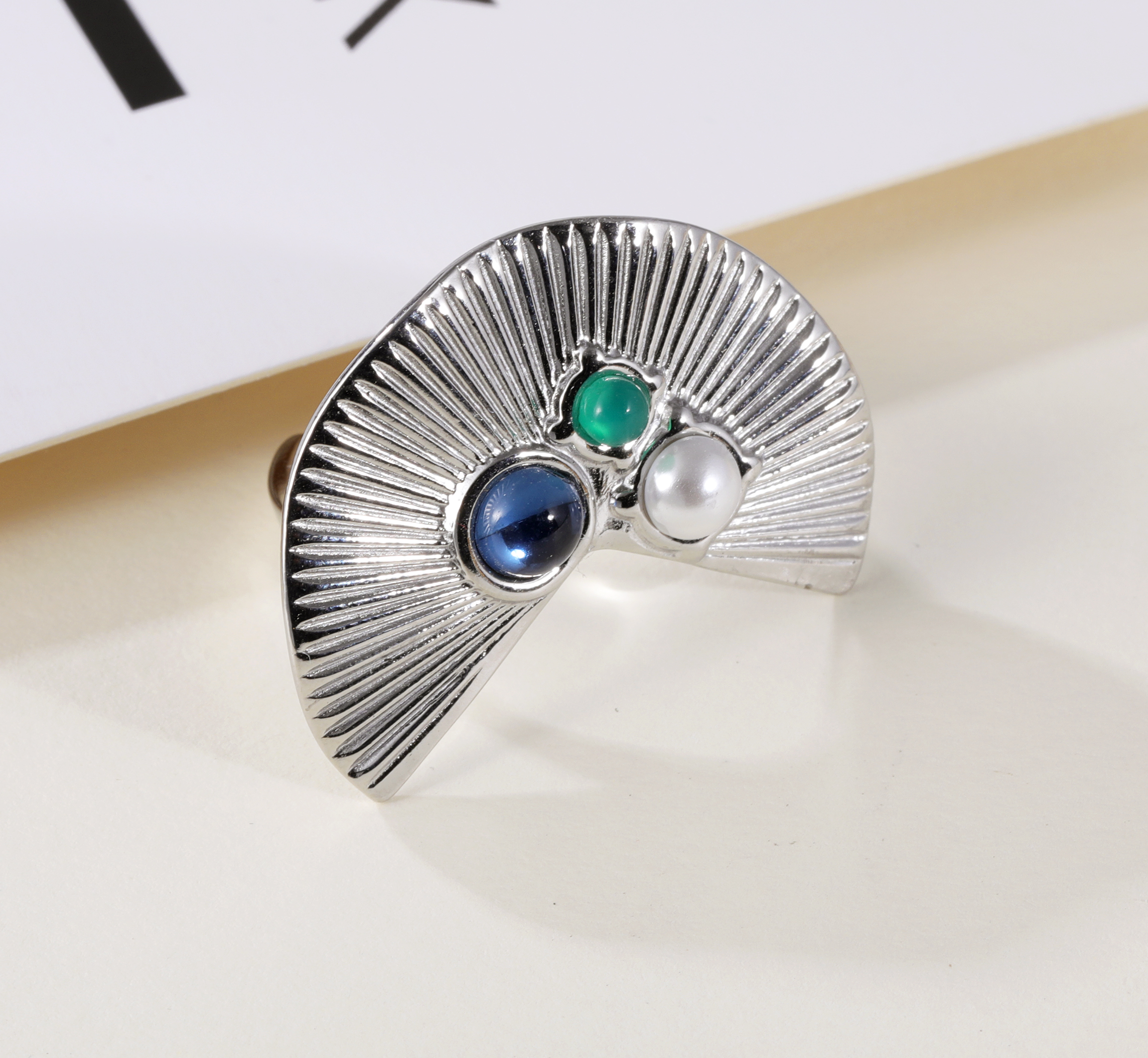 Elegance of Fan - Gemstone & Pearl Ring for Women | G005592-JinBaoJewerly