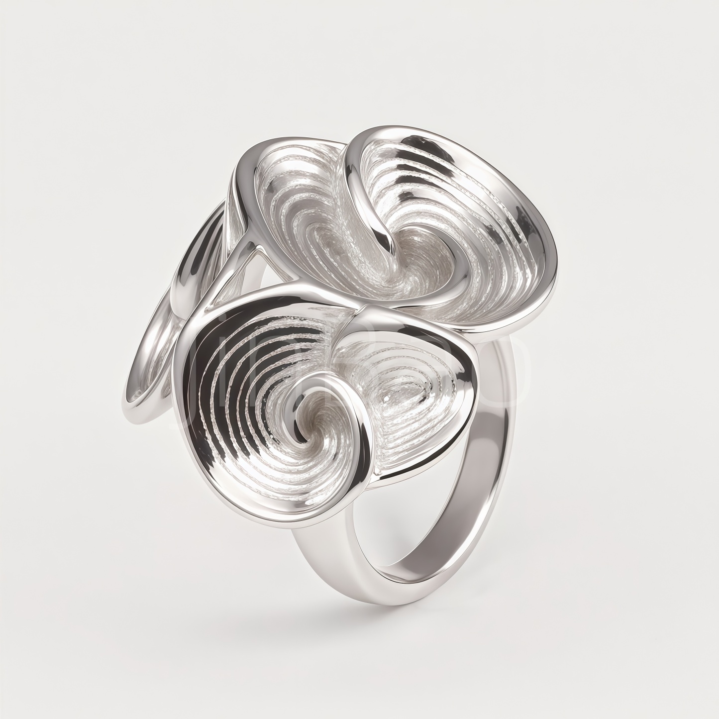 3D Swirl Spiral Textured Floral Women's Ring | E00542