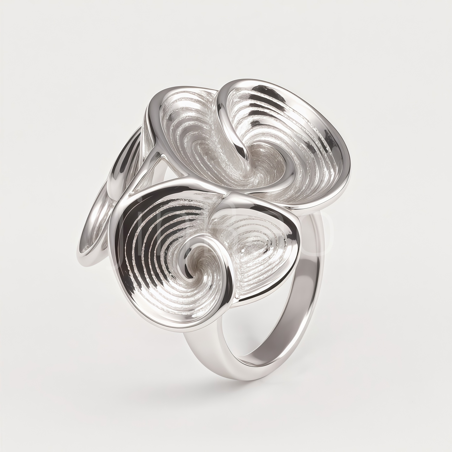 3D Swirl Spiral Textured Floral Women's Ring | E00542