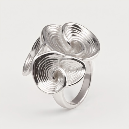 3D Swirl Spiral Textured Floral Women's Ring | E00542