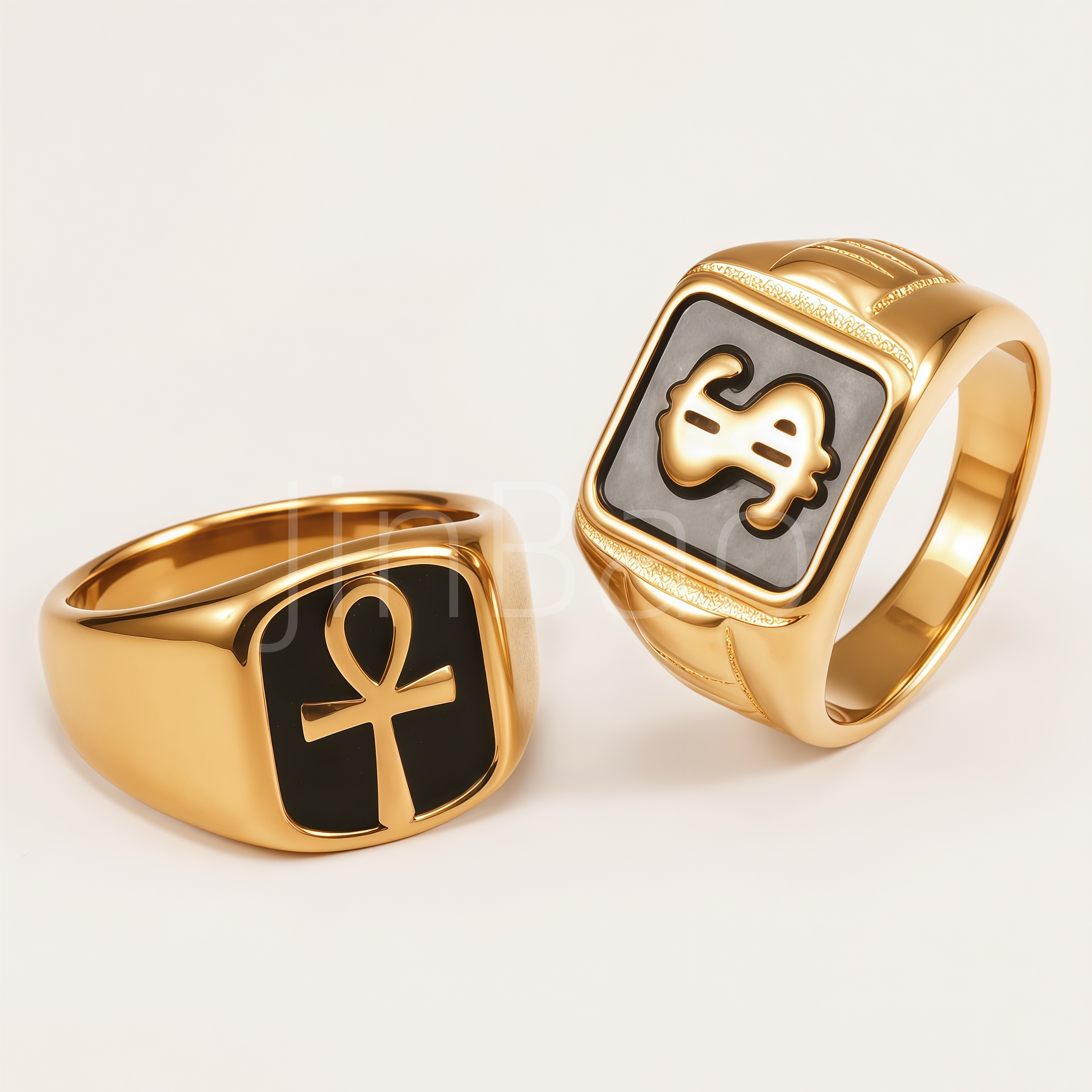 Egyptian Symbol Ankh & Eye of Horus Men's Ring