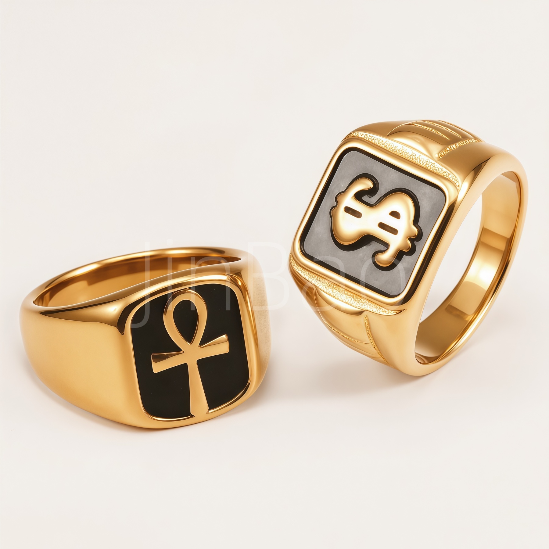 Egyptian Symbol Ankh & Eye of Horus Men's Ring