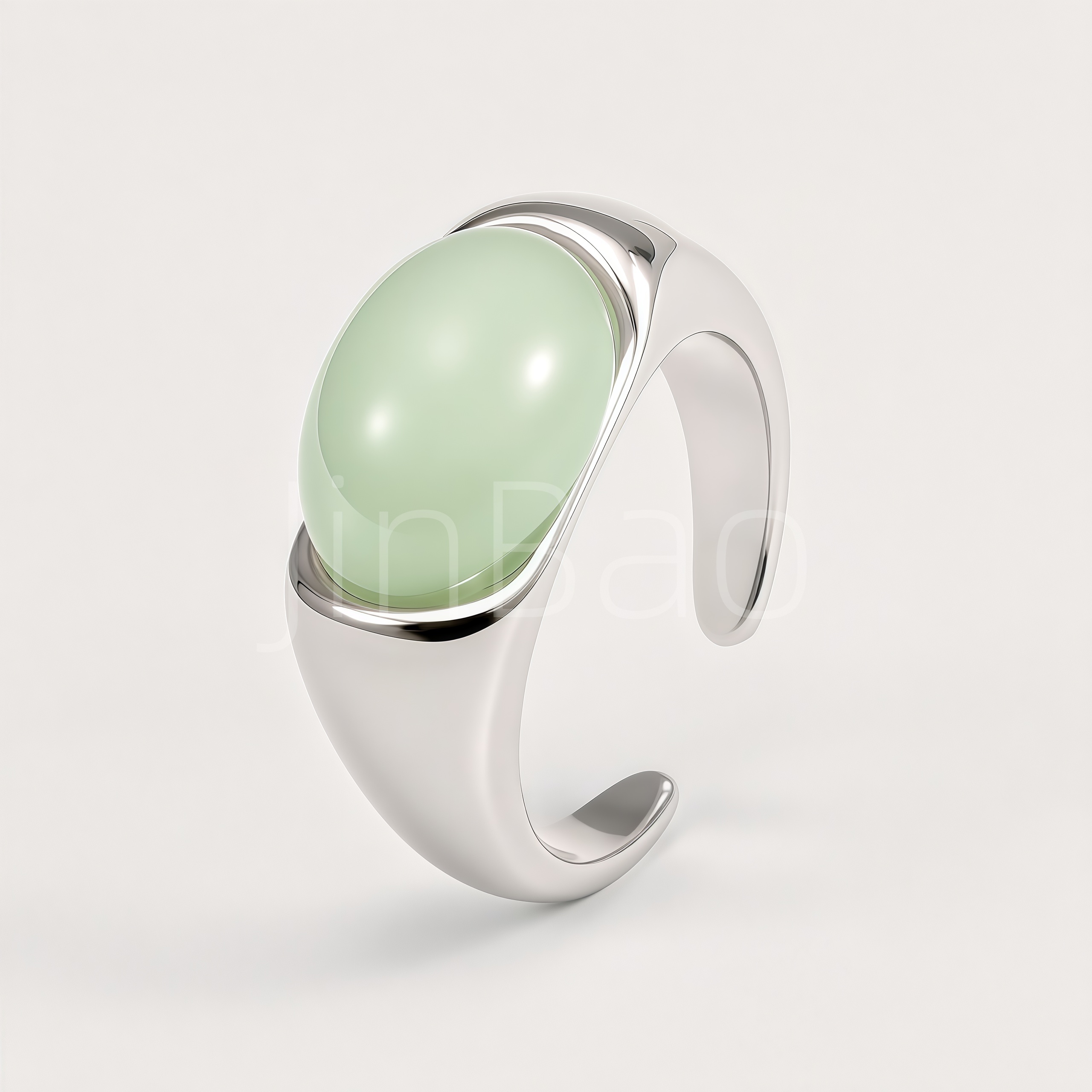 New Chinese Style Two-Tone Jade Curved Open Ring for Women | E00485