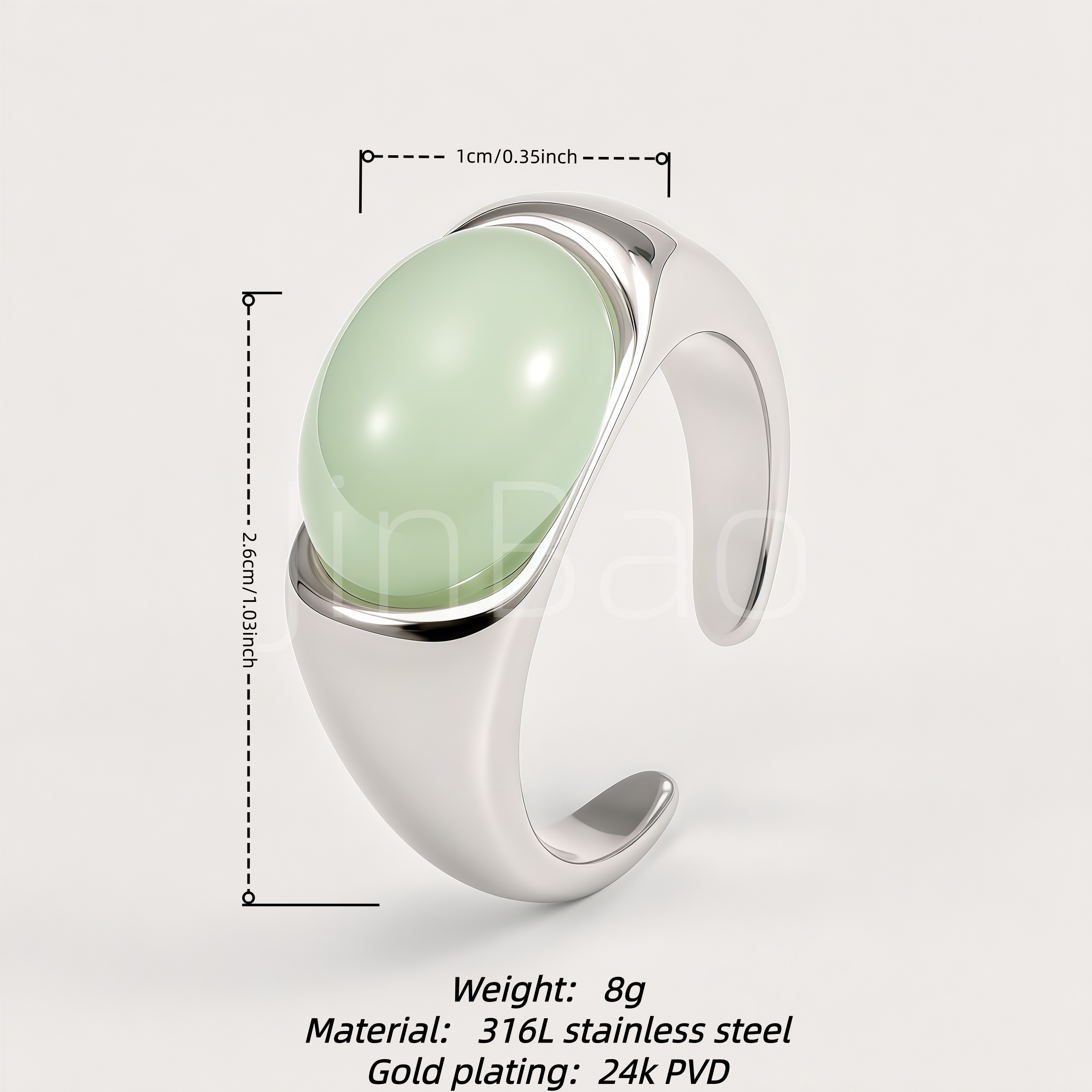 New Chinese Style Two-Tone Jade Curved Open Ring for Women | E00485