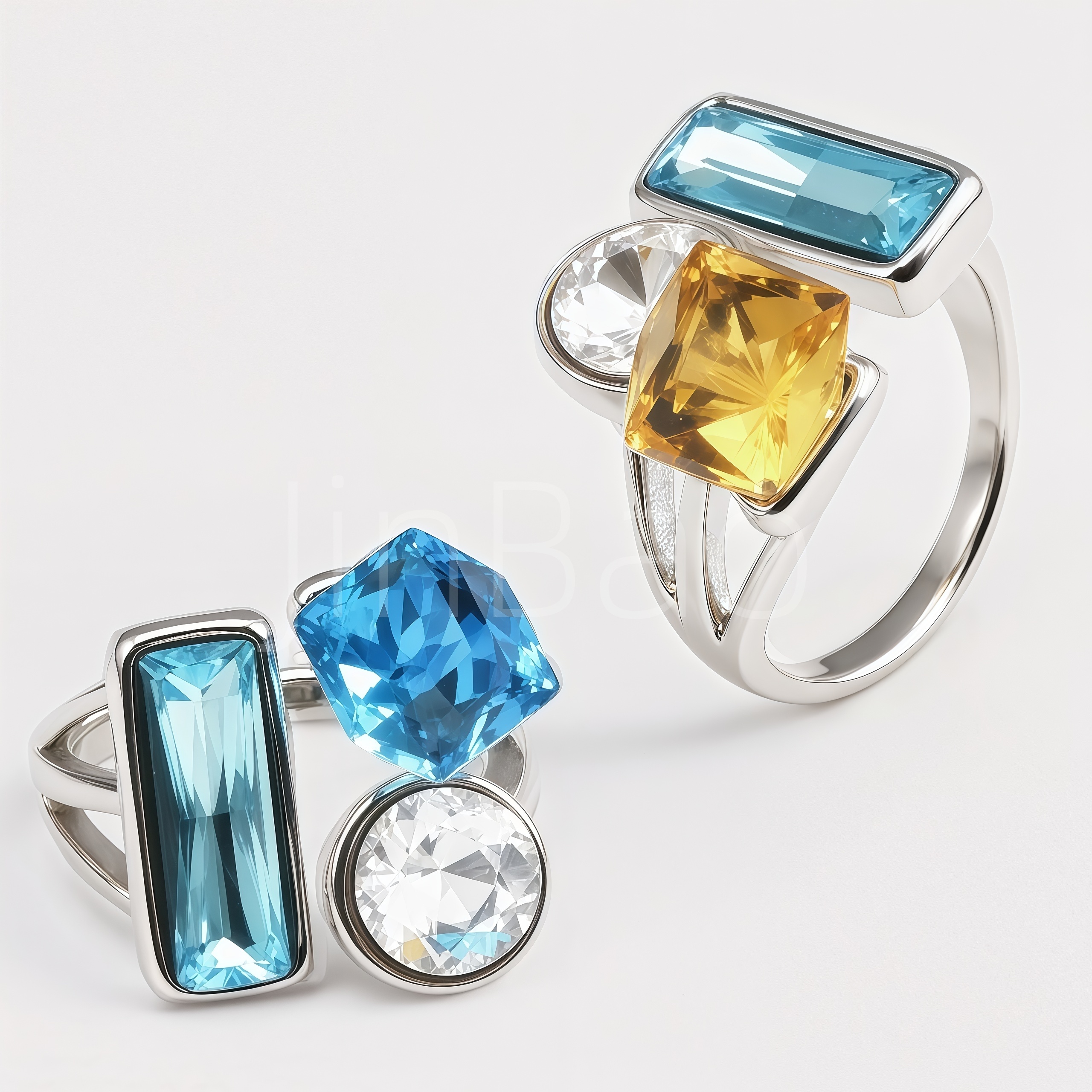 Asymmetric Multi Shape Color Gemstone Statement Women's Ring | N002801