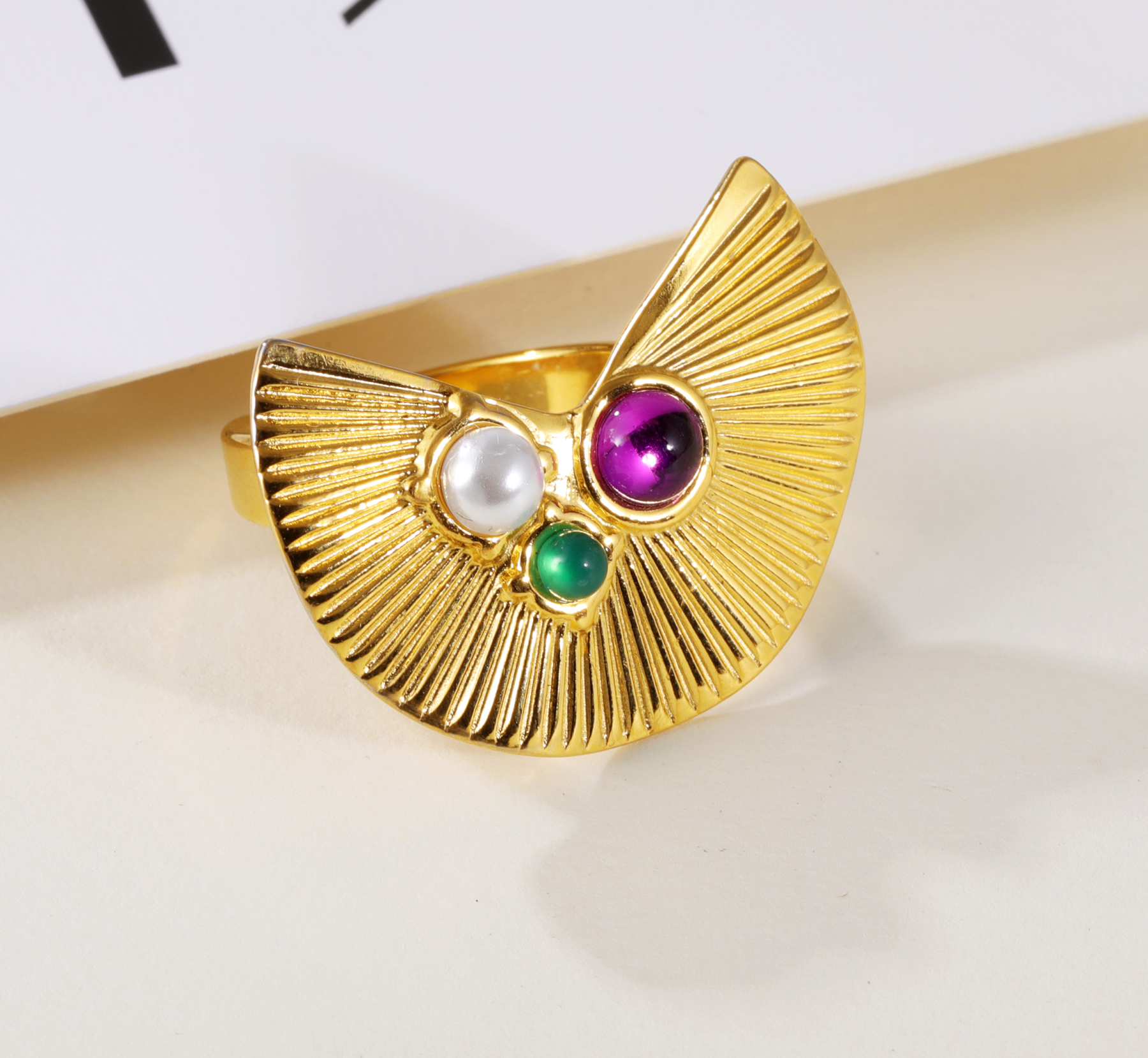 Elegance of Fan - Gemstone & Pearl Ring for Women | G005592-JinBaoJewerly