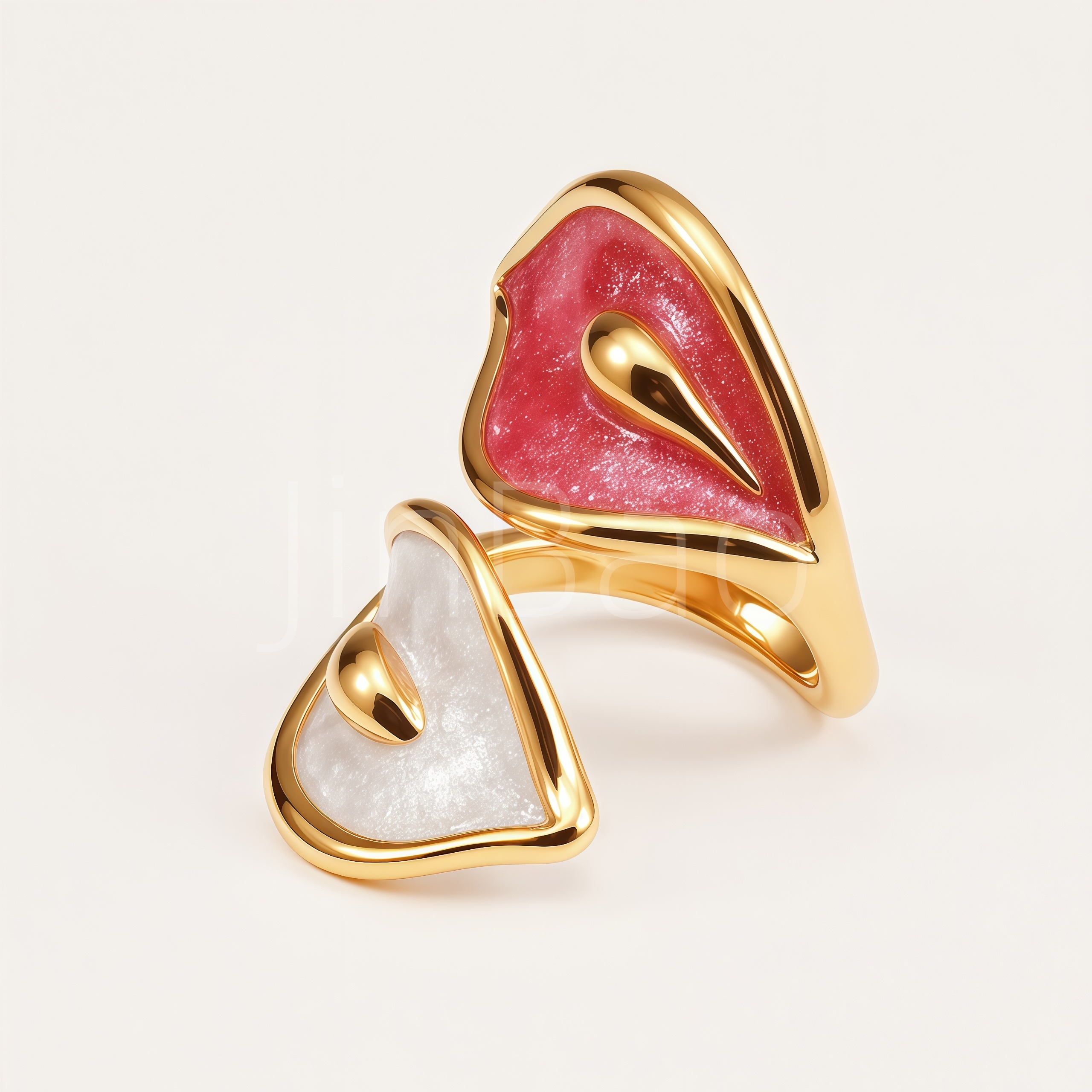 Dual Calla Lily Enamel Wrap‑Around Women's Ring | E00543