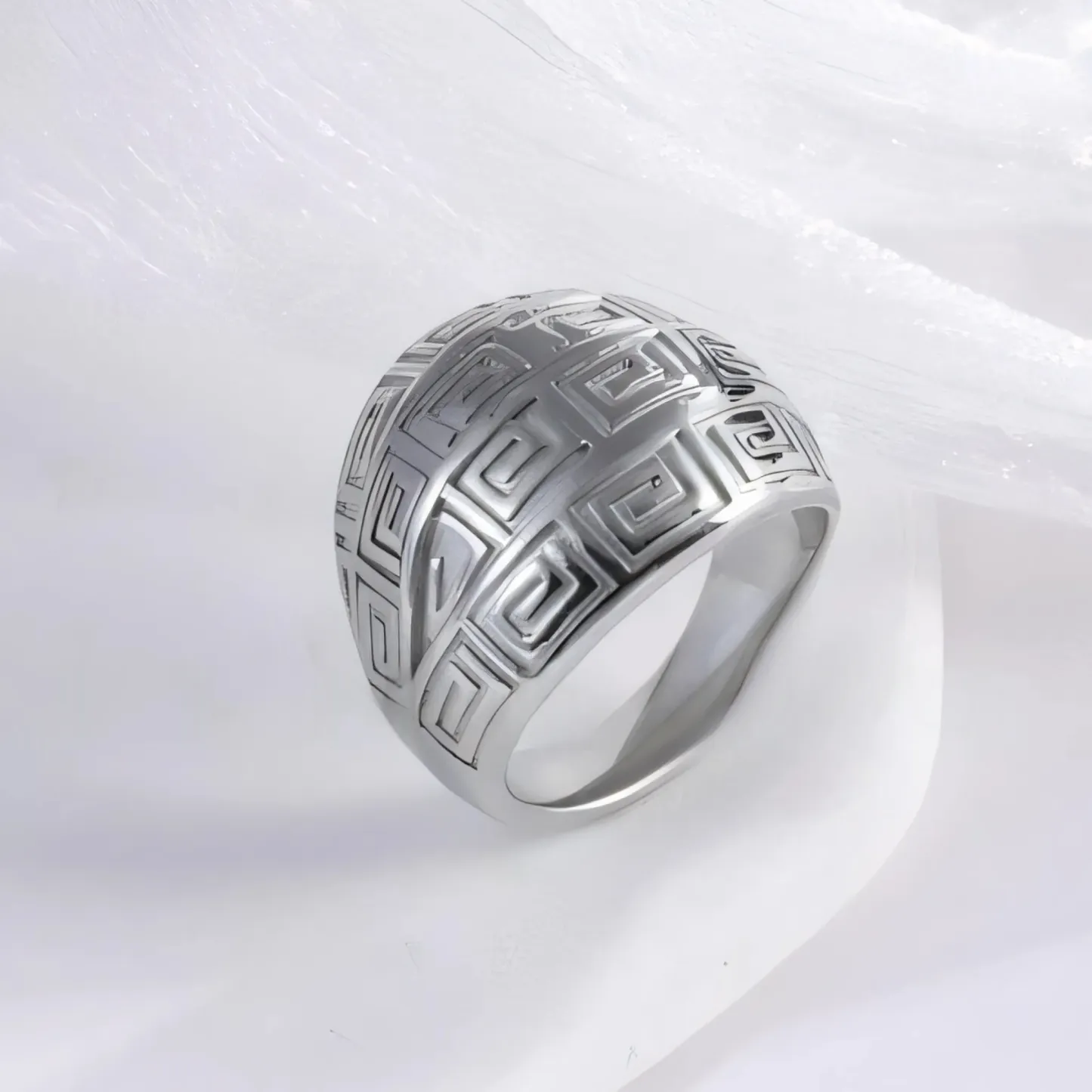 Vintage design two-tone gold and silver stainless steel women's ring | C-3DZ-D-JinBaoJewerly