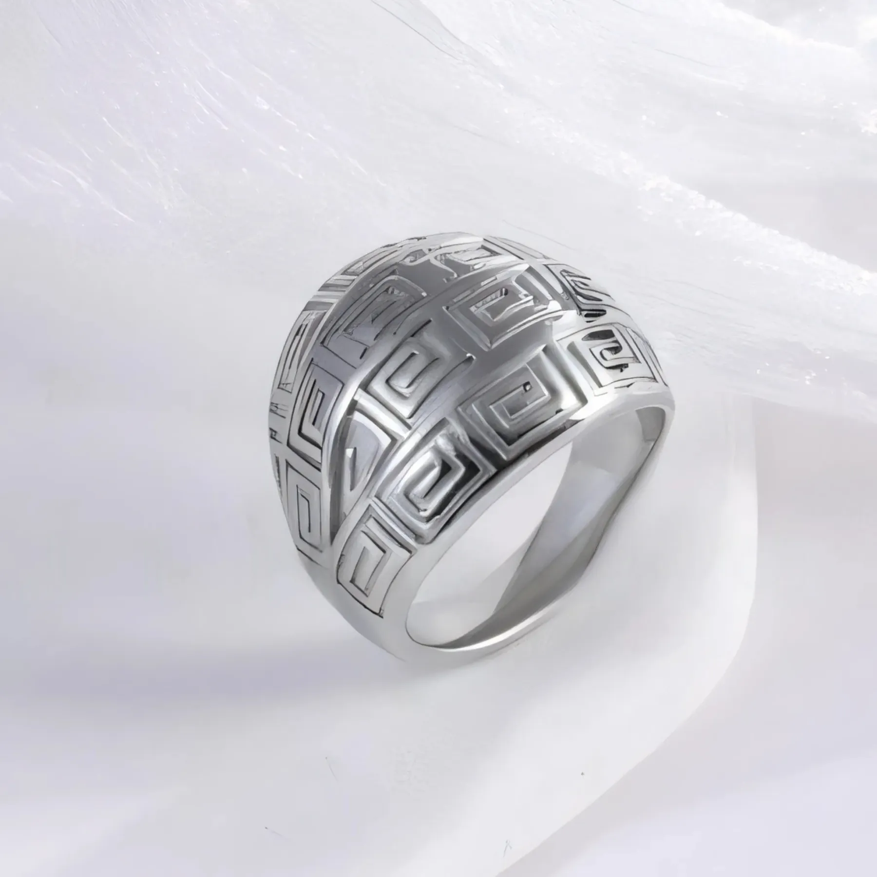 Vintage design two-tone gold and silver stainless steel women's ring | C-3DZ-D-JinBaoJewerly