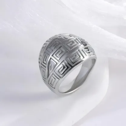 Vintage design two-tone gold and silver stainless steel women's ring | C-3DZ-D-JinBaoJewerly