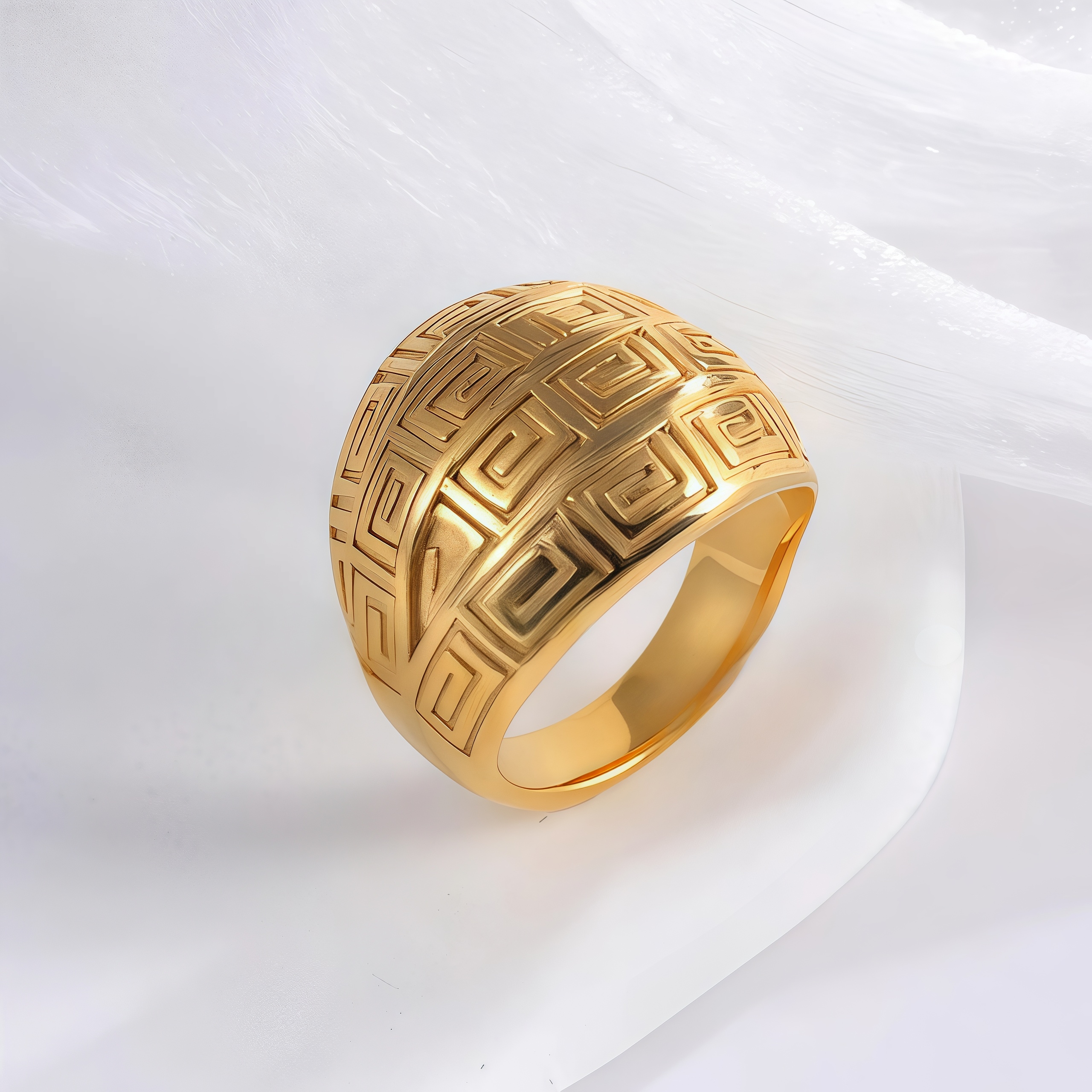 Vintage design two-tone gold and silver stainless steel women's ring | C-3DZ-D-JinBaoJewerly