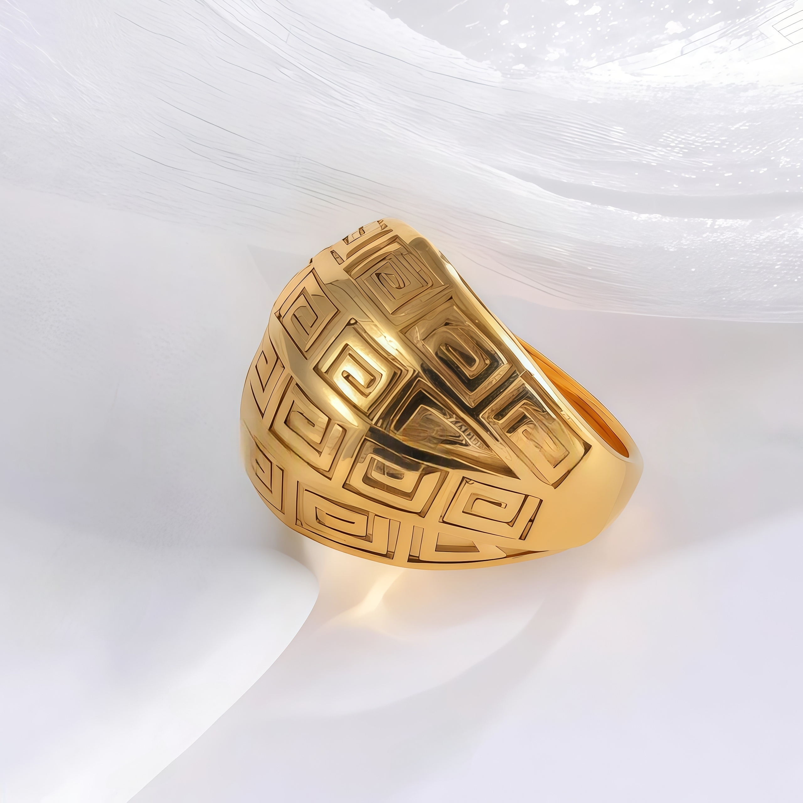 Vintage design two-tone gold and silver stainless steel women's ring | C-3DZ-D-JinBaoJewerly