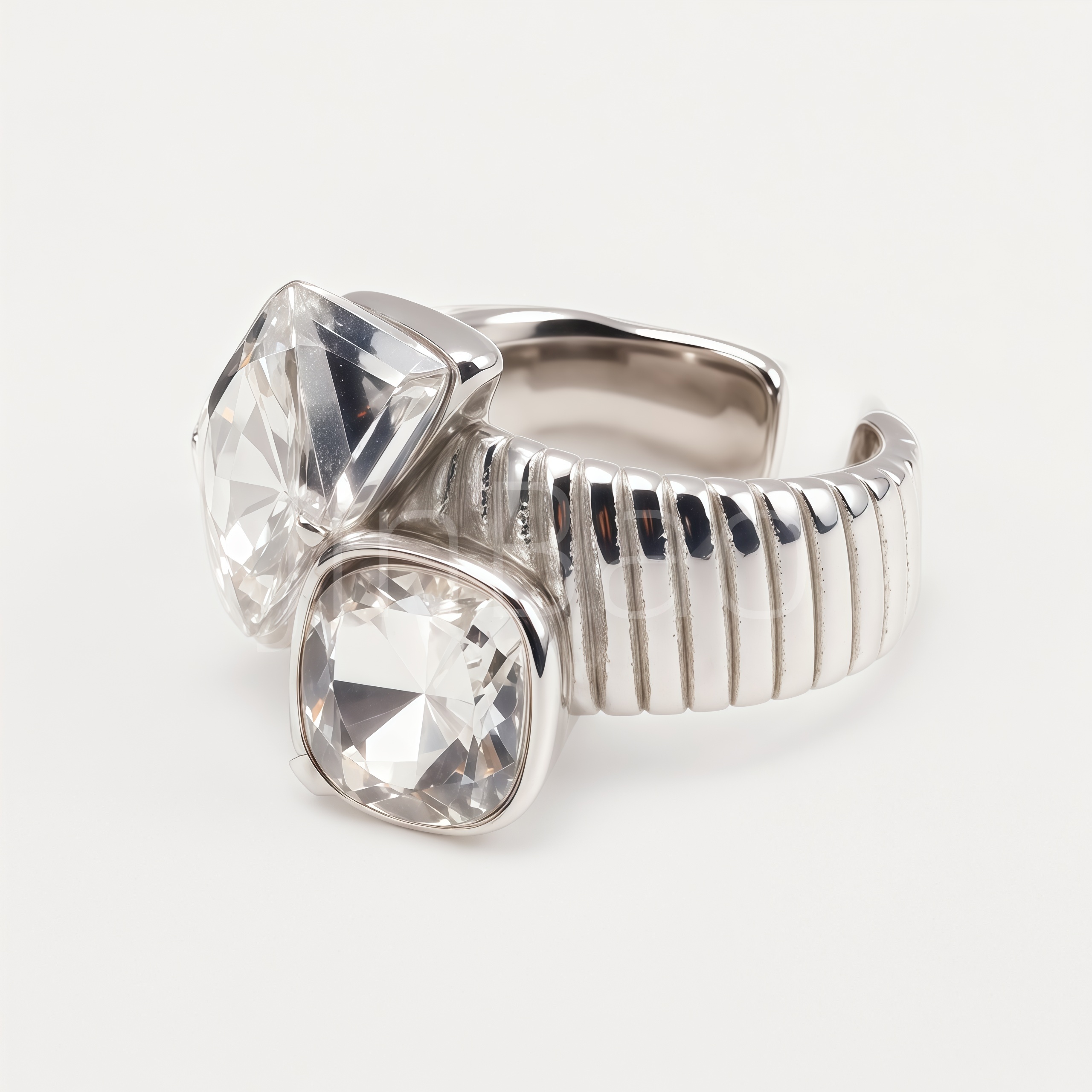 Chunky Three‑Stone Mixed‑Cut Clear CZ Women Ring | N002816