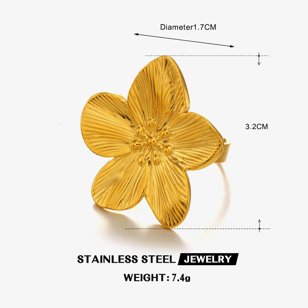 European and American Fashion Stainless Steel Flower Ring for Women | G005402-JinBaoJewerly