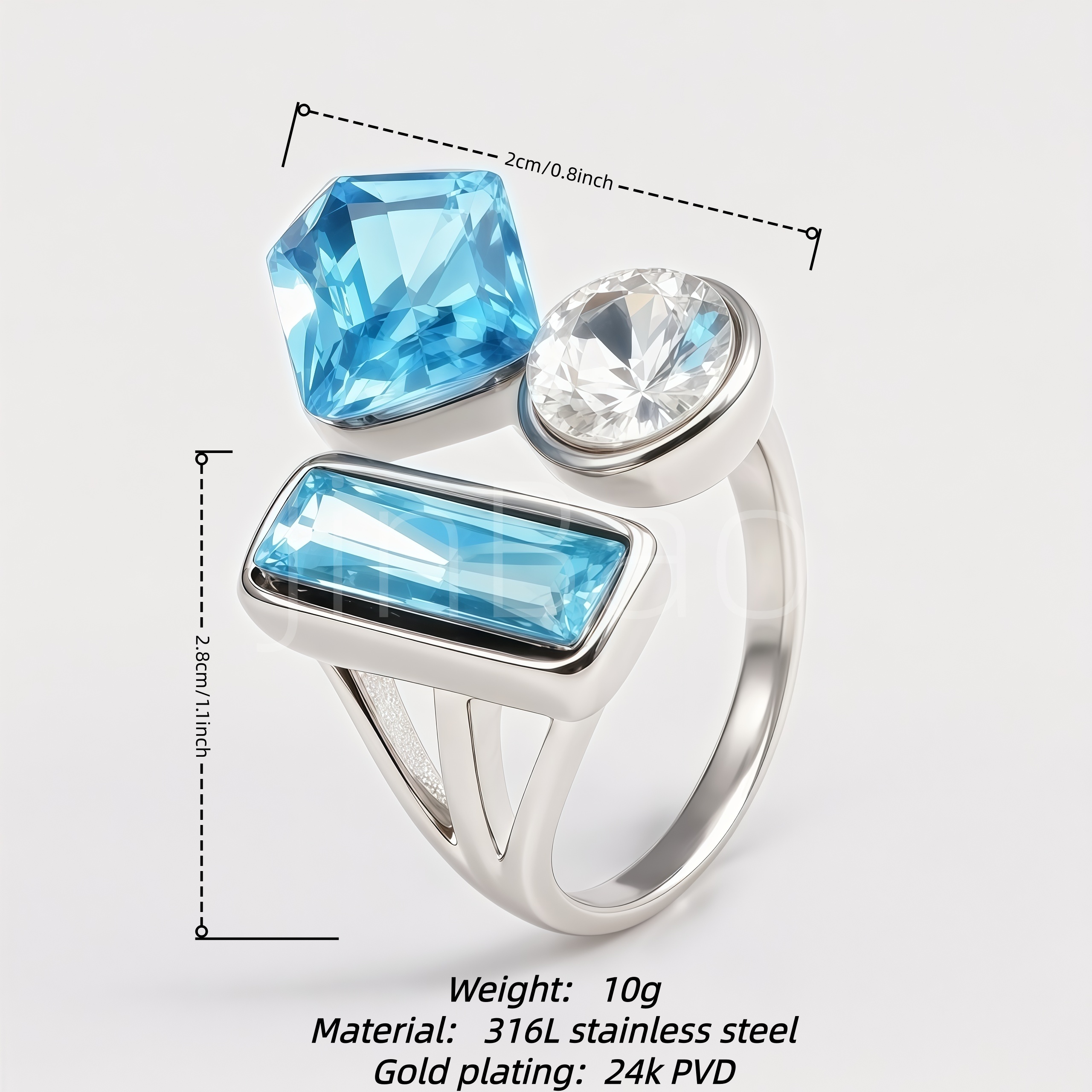 Asymmetric Multi Shape Color Gemstone Statement Women's Ring | N002801
