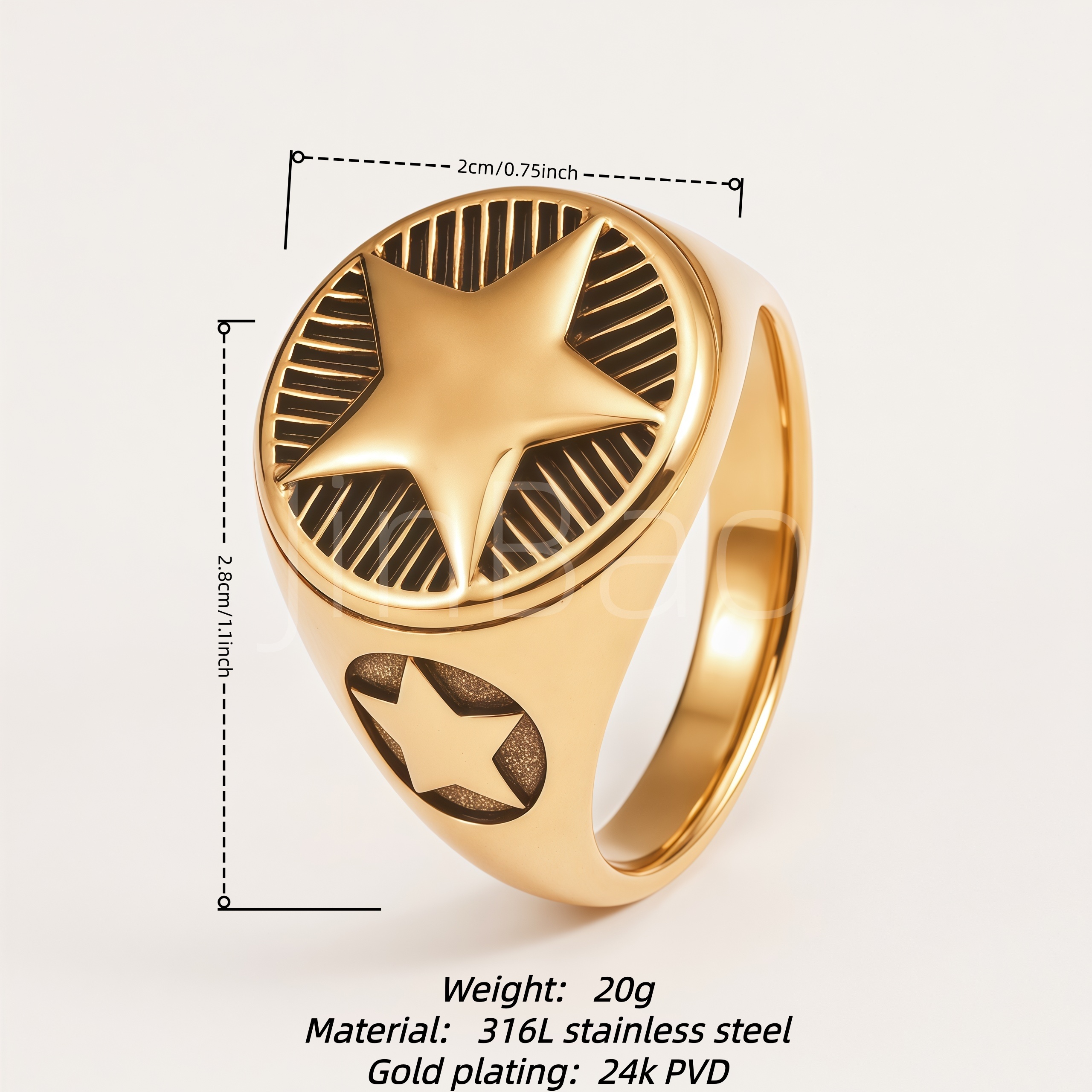 Gothic Star Symbol Stainless Steel Men Finger Ring