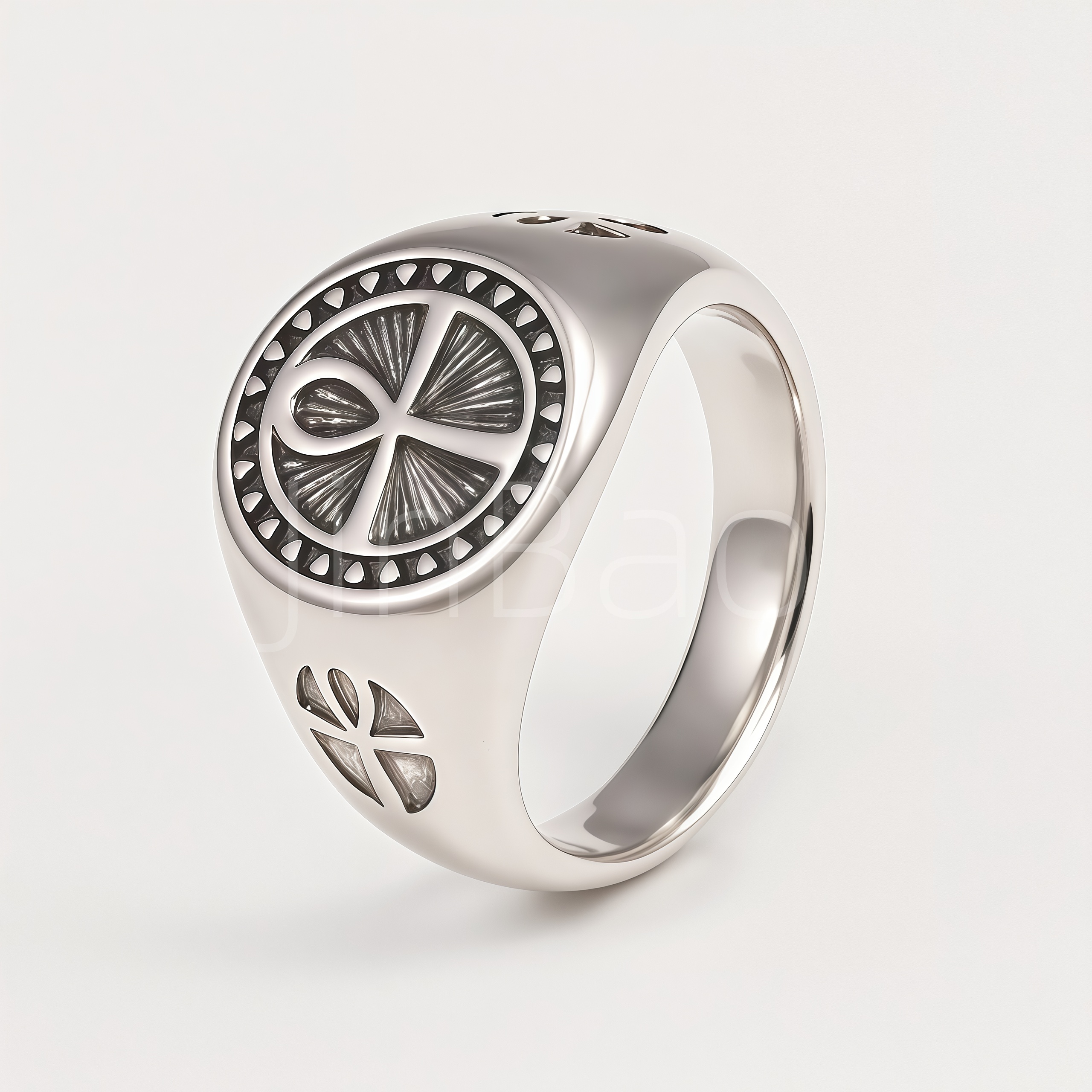 Retro Egyptian Ankh Symbol Round Gold Silver Men Ring | D0500