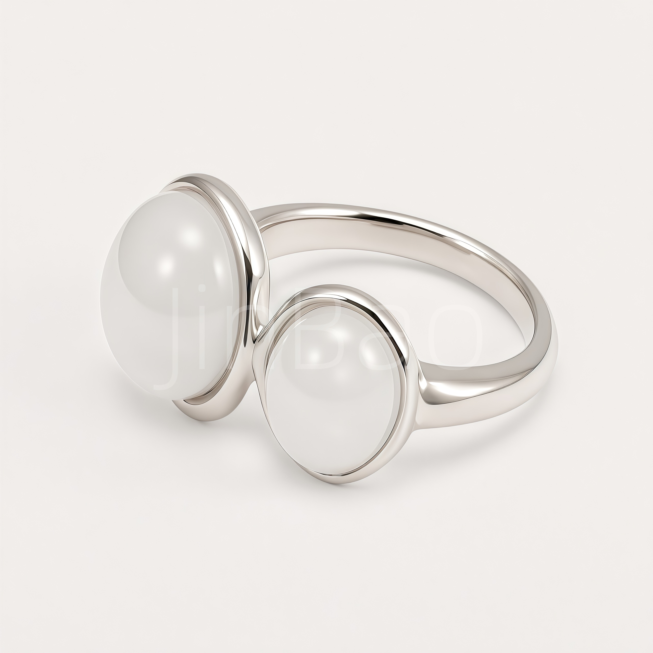Twin Cabochon Minimalist Women Ring | N002824