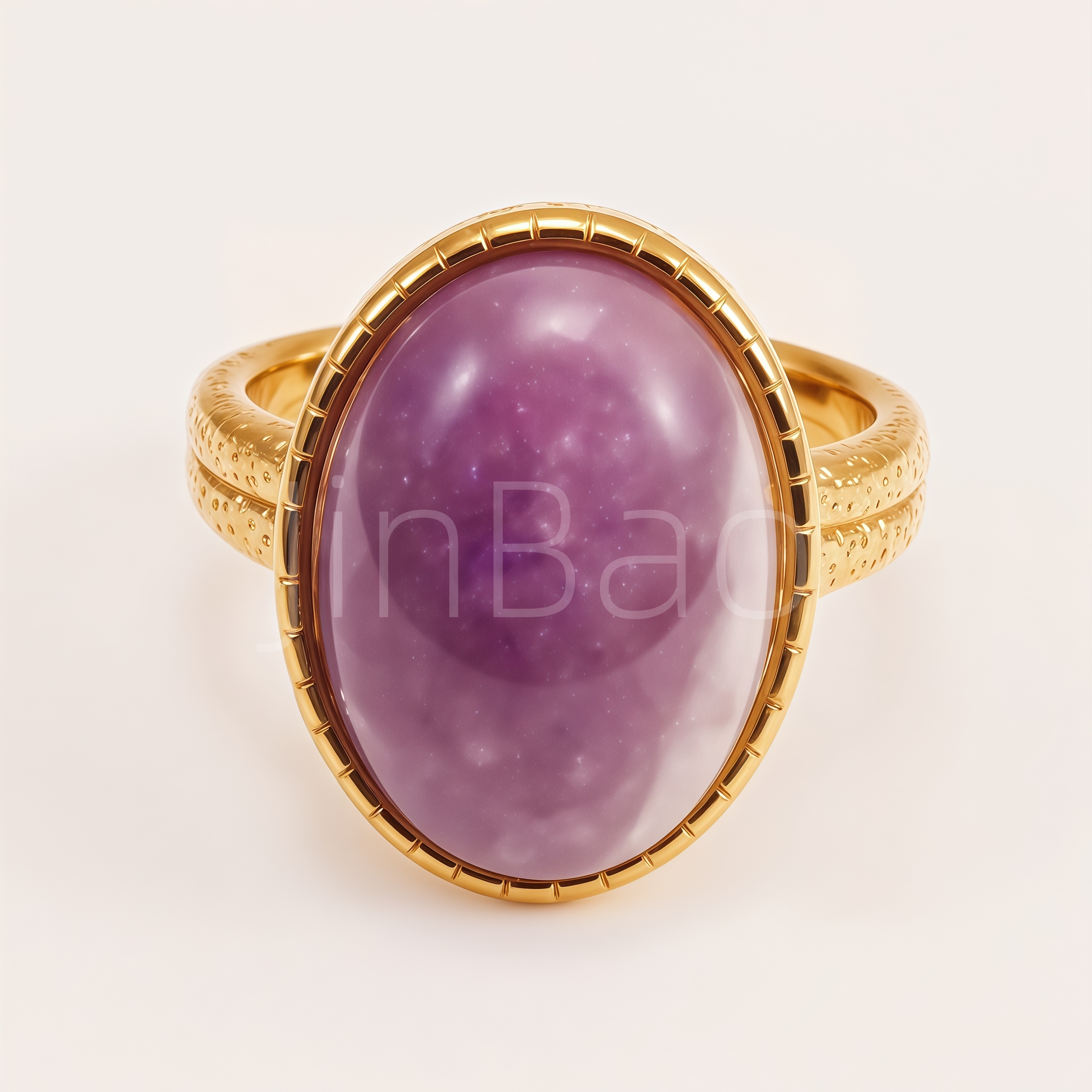 Oval Cabochon Purple Gem Bezel‑Set Women Ring | E00556