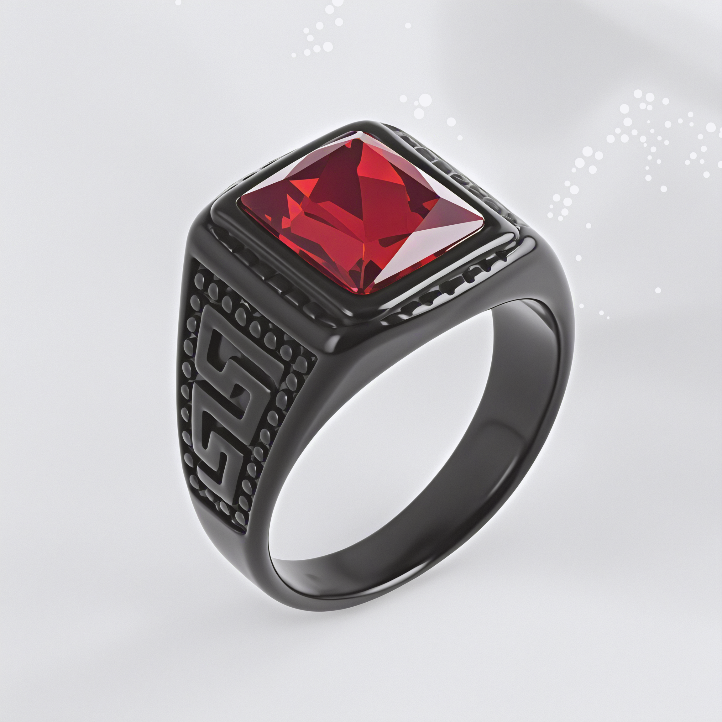 Vintage Stainless Steel Ring with Colored Gemstones Classic Fashion for Men | BL120-JinBaoJewerly