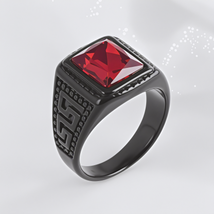 Vintage Stainless Steel Ring with Colored Gemstones Classic Fashion for Men | BL120-JinBaoJewerly