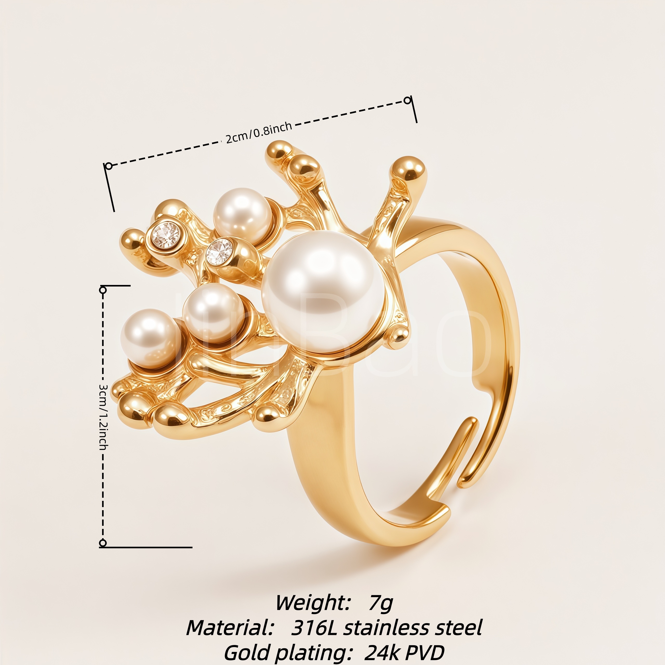 Styles Elegant Imitation Pearl Gold Stackable Rings for Women