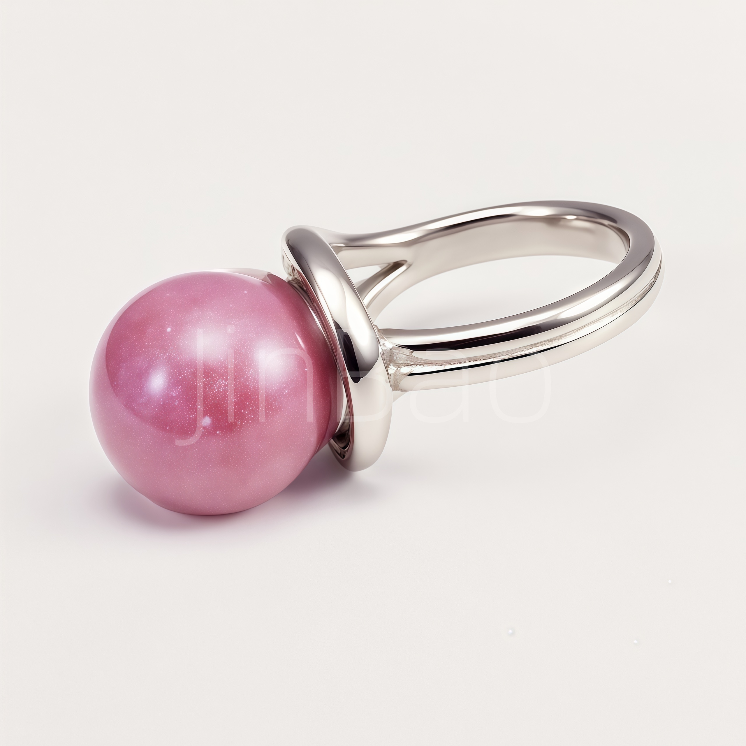 Twisted Split Shank Starry Pink Pearl Statement Ring for Women | N002836